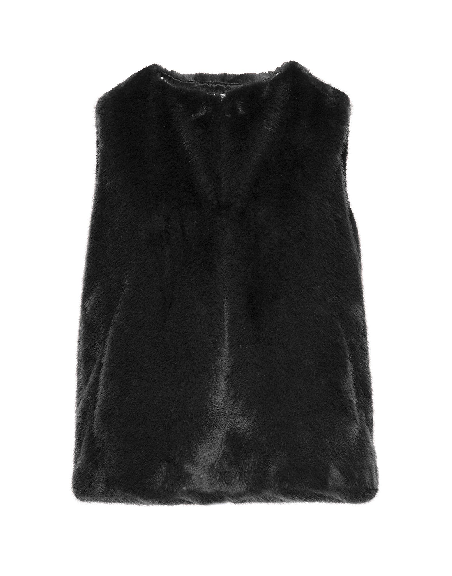 DOUUOD Gilet in Ecopelliccia Nero
