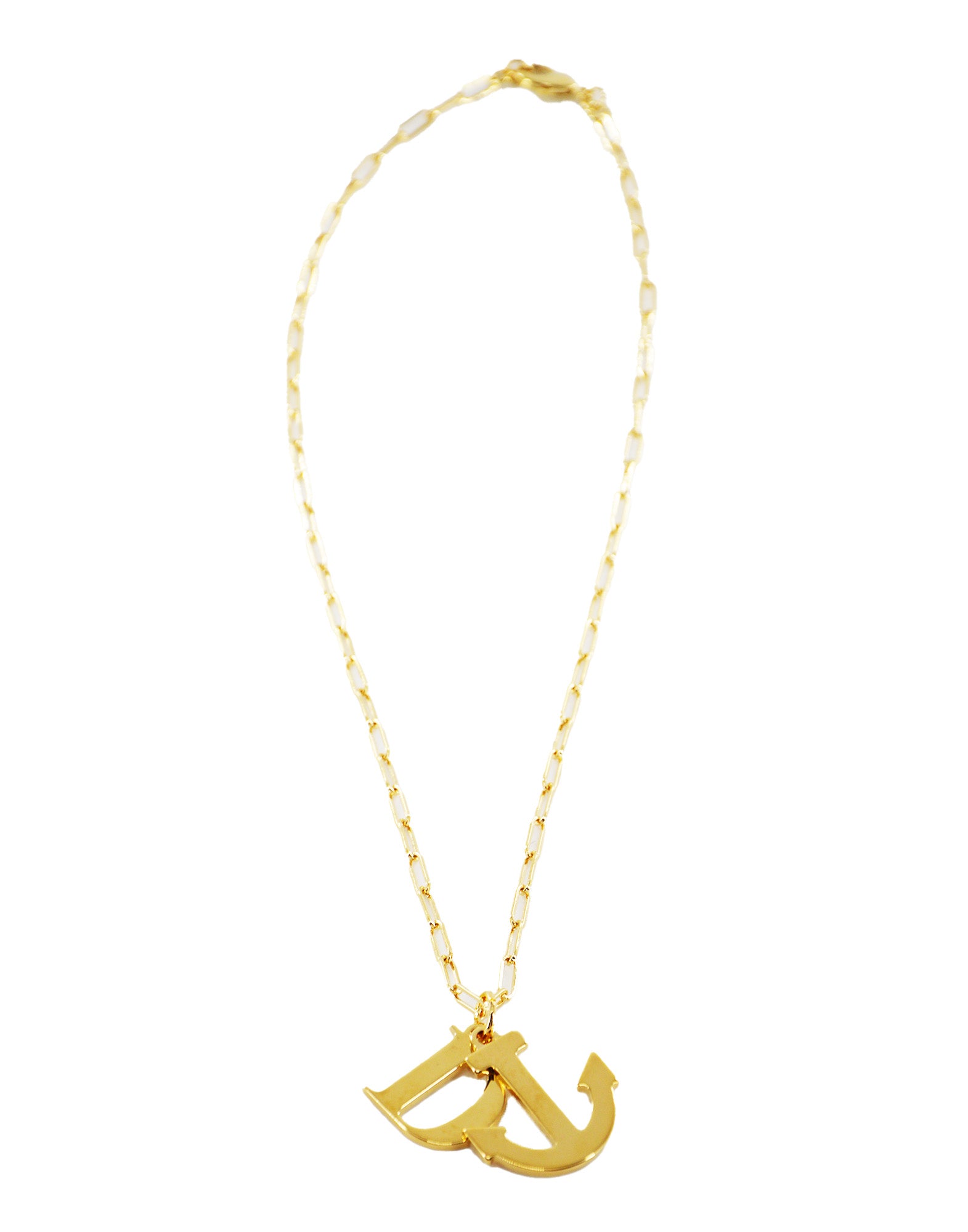 DOUUOD Collana con Ciondolo Lettera e Ancora Oro