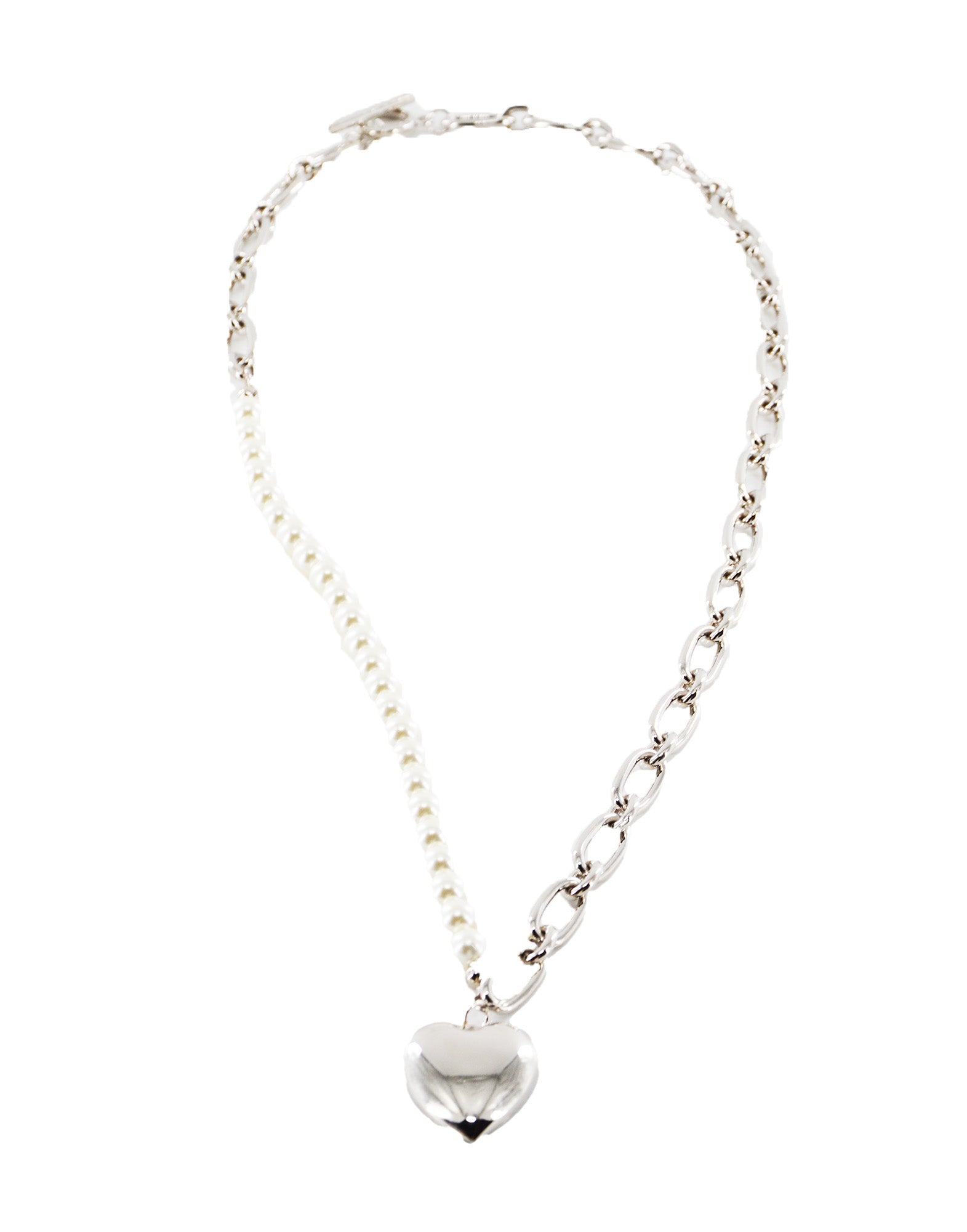 DOUUOD Collana con Perle, Catena in Metallo e Cuore Pendente Argento