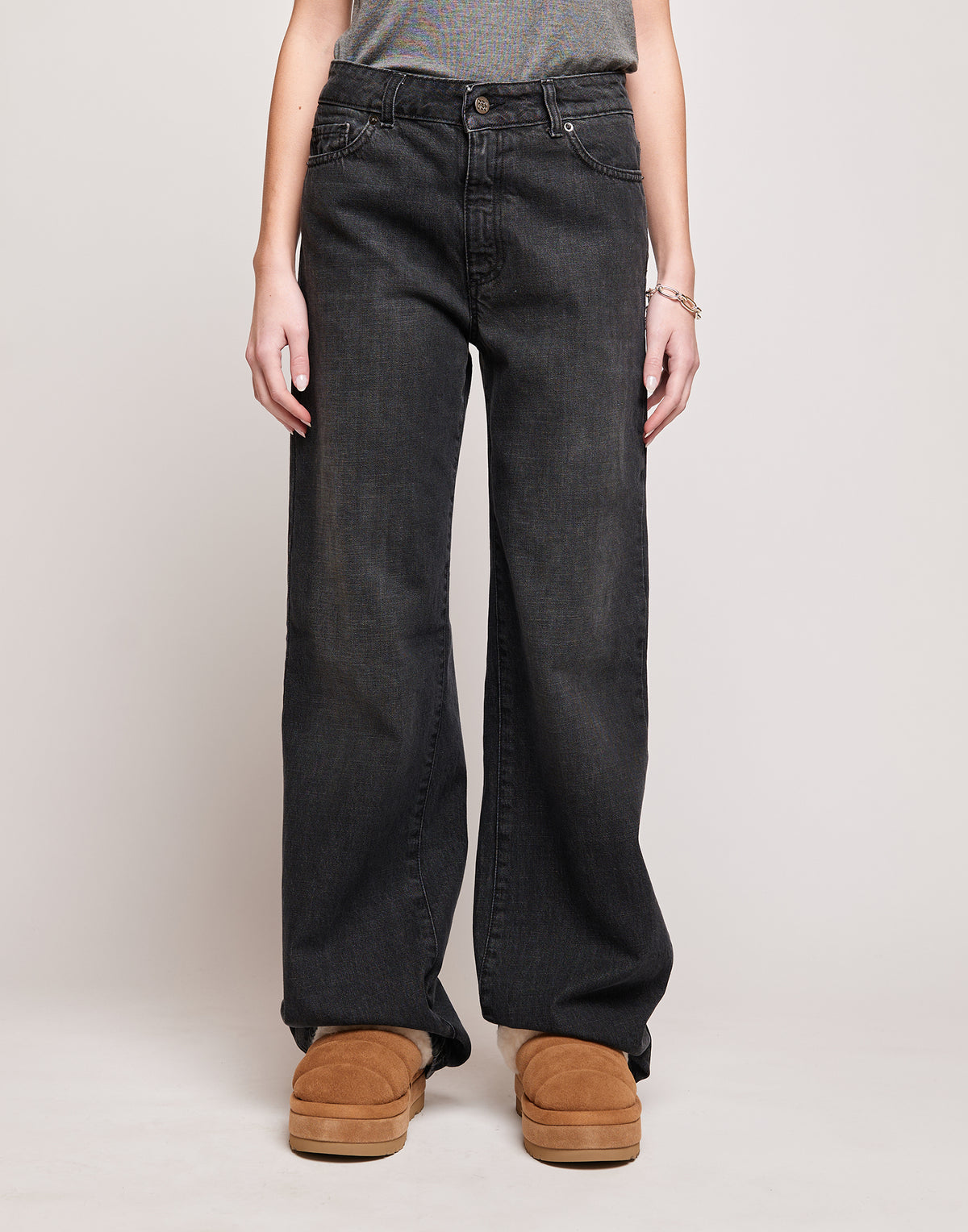 DOUUOD Jeans 5 Tasche a Palazzo Grigio Fumo