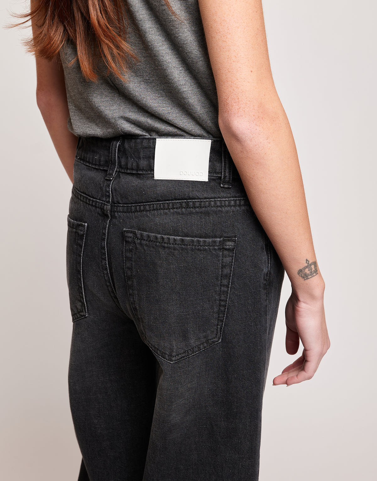 DOUUOD Jeans 5 Tasche a Palazzo Grigio Fumo