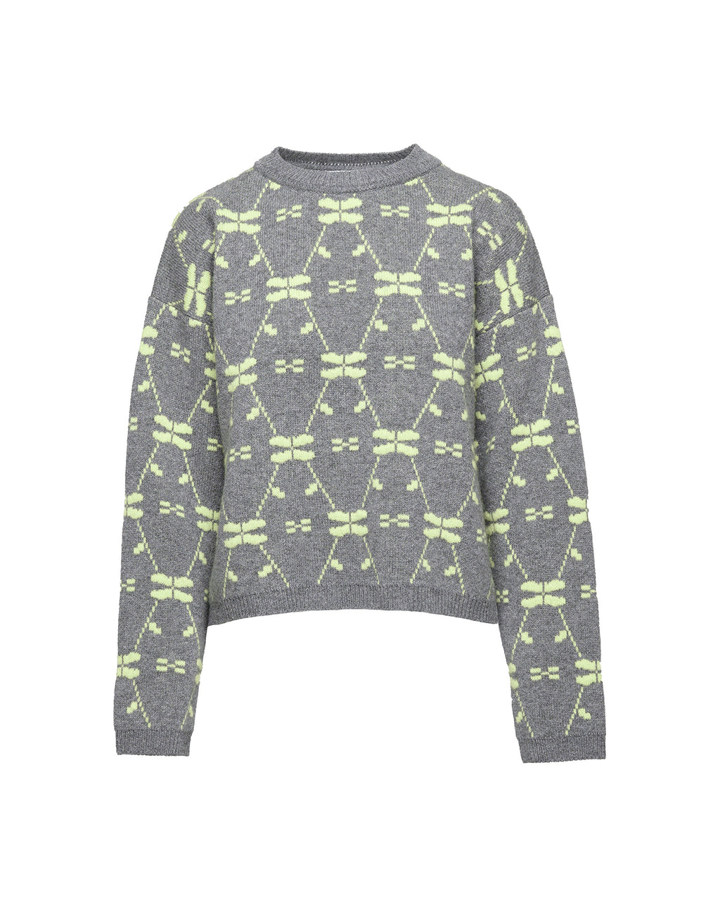 DOUUOD Maglione in Lana Merino Supergeelong Grigio/Lime