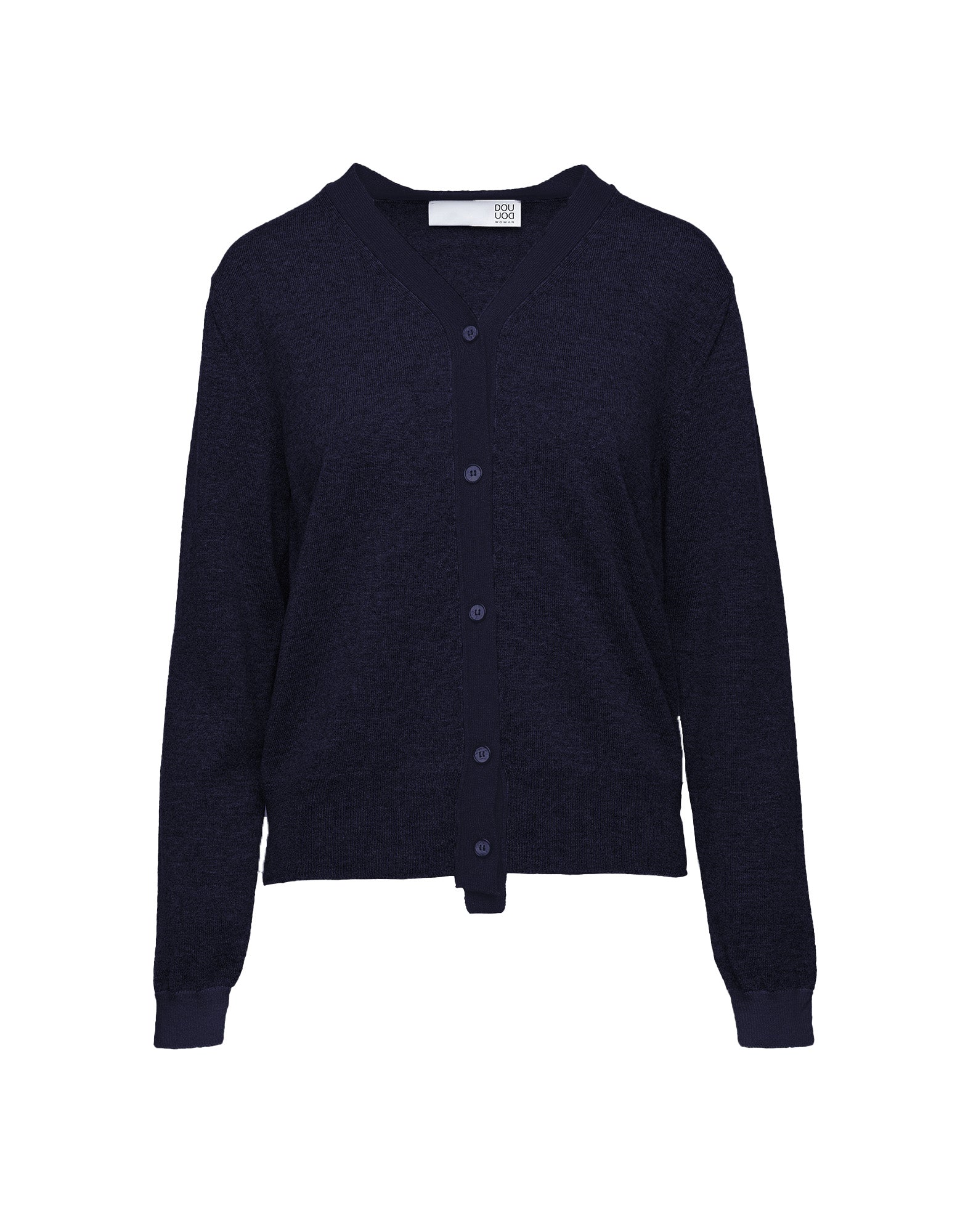 DOUUOD Cardigan Scollo a V in Lana e Cashmere Oltremare