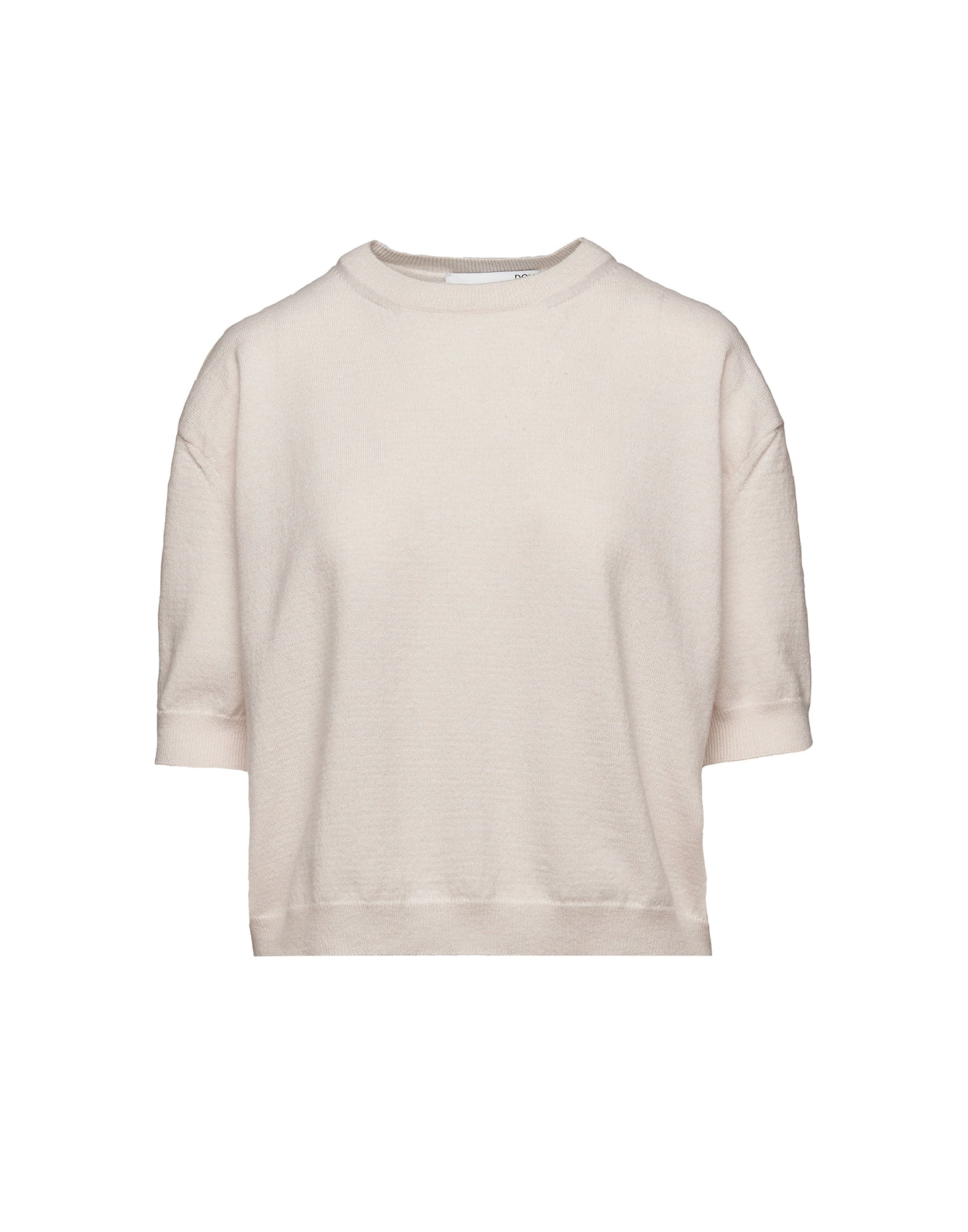 DOUUOD Maglia Boxy Girocollo in Lana e Cashmere Champagne