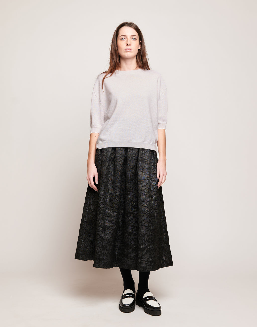 DOUUOD Maglia Boxy Girocollo in Lana e Cashmere Champagne