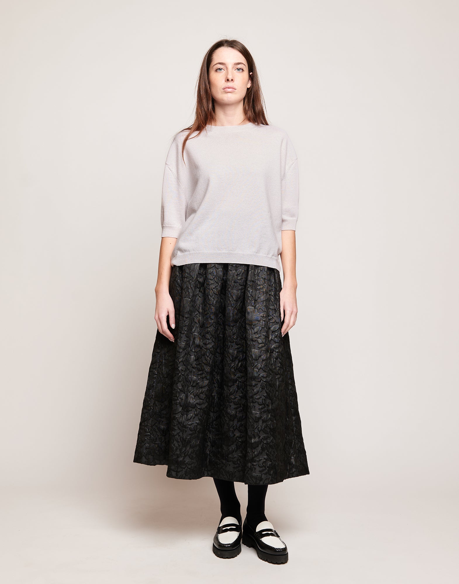 DOUUOD Maglia Boxy Girocollo in Lana e Cashmere Champagne