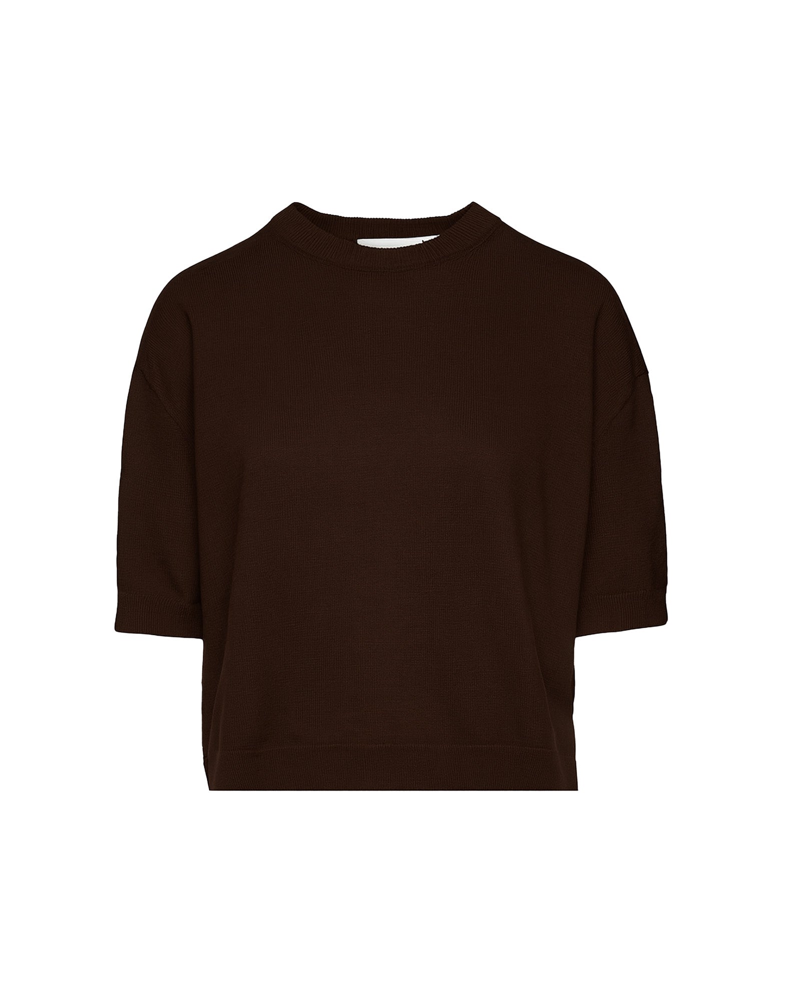 DOUUOD Maglia Boxy Girocollo in Lana e Cashmere Ciocco