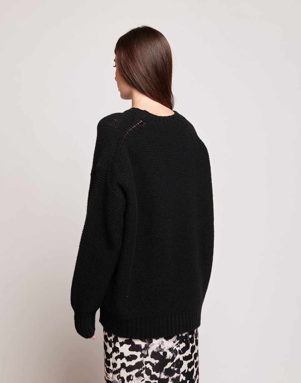 DOUUOD Maglione Girocollo in Lana e Cashmere Nero