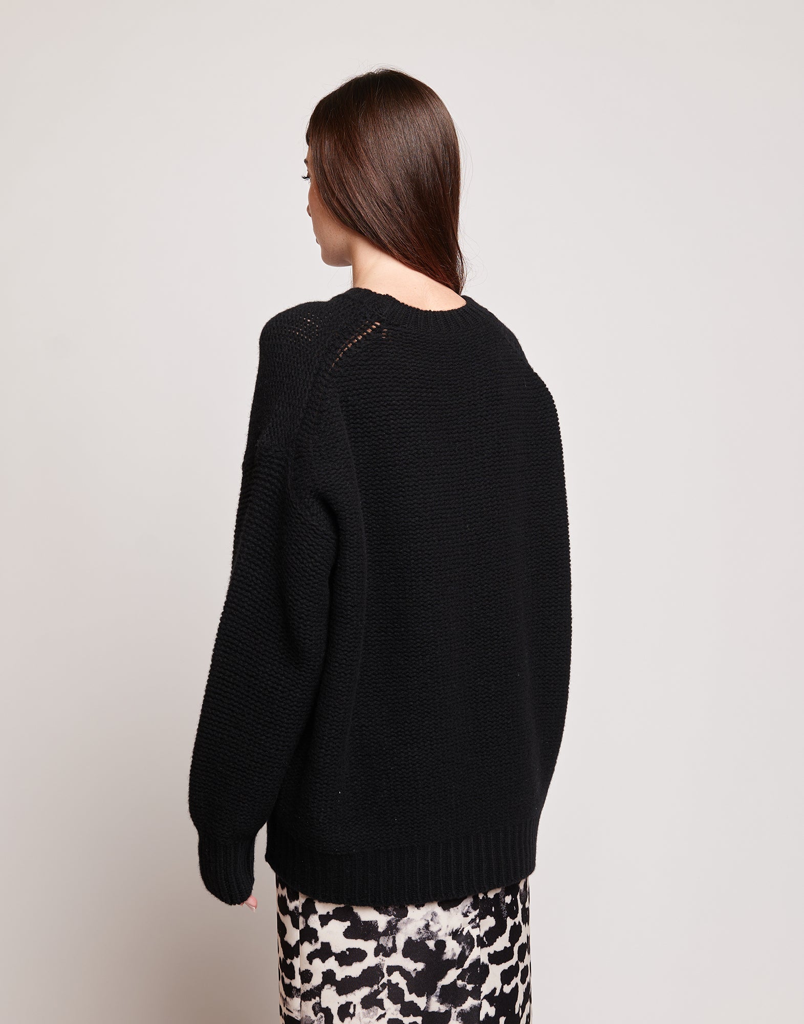 DOUUOD Maglione Girocollo in Lana e Cashmere Nero