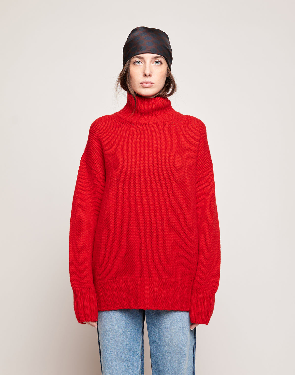 DOUUOD Maglione Dolcevita in Lana e Cashmere Lacca