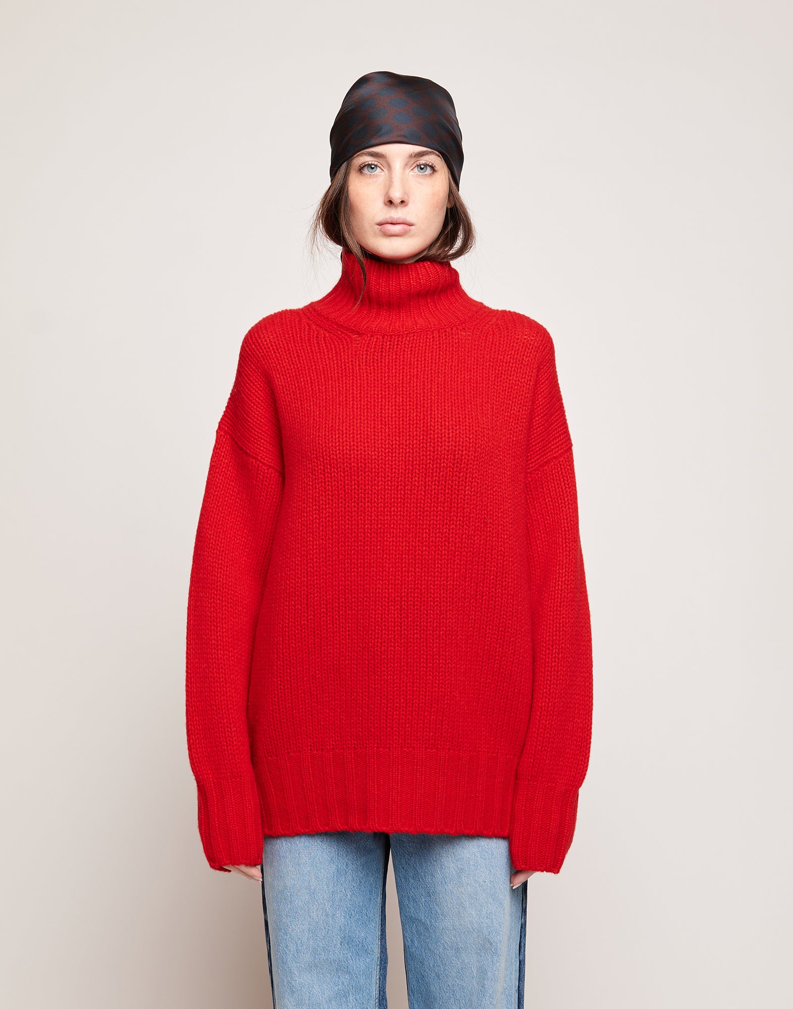DOUUOD Maglione Dolcevita in Lana e Cashmere Lacca