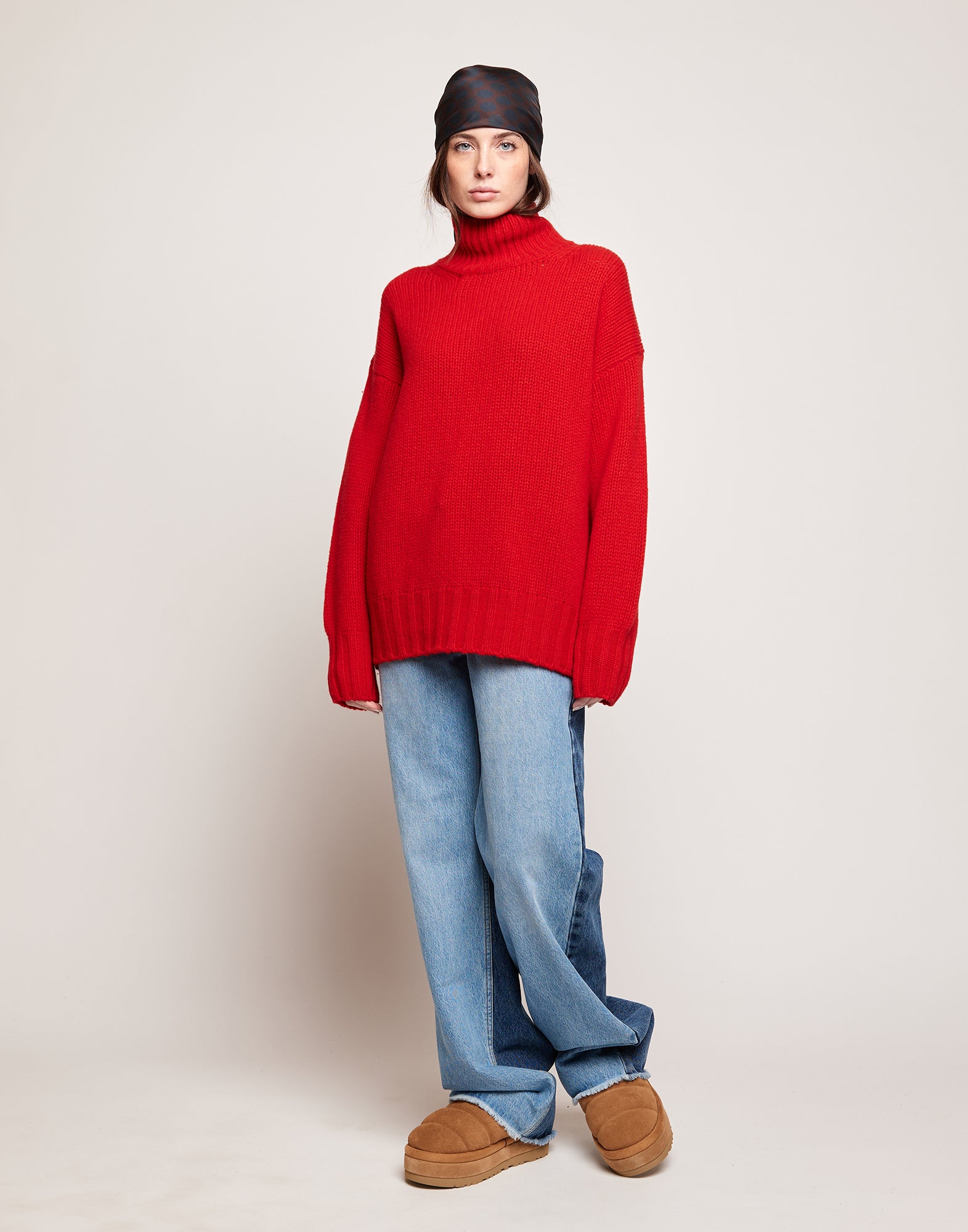 DOUUOD Maglione Dolcevita in Lana e Cashmere Lacca
