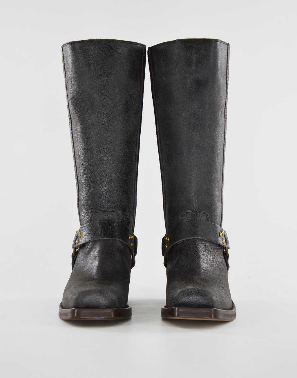 DOUUOD Stivali Biker Katharine in Pelle Graffiata Testa di Moro