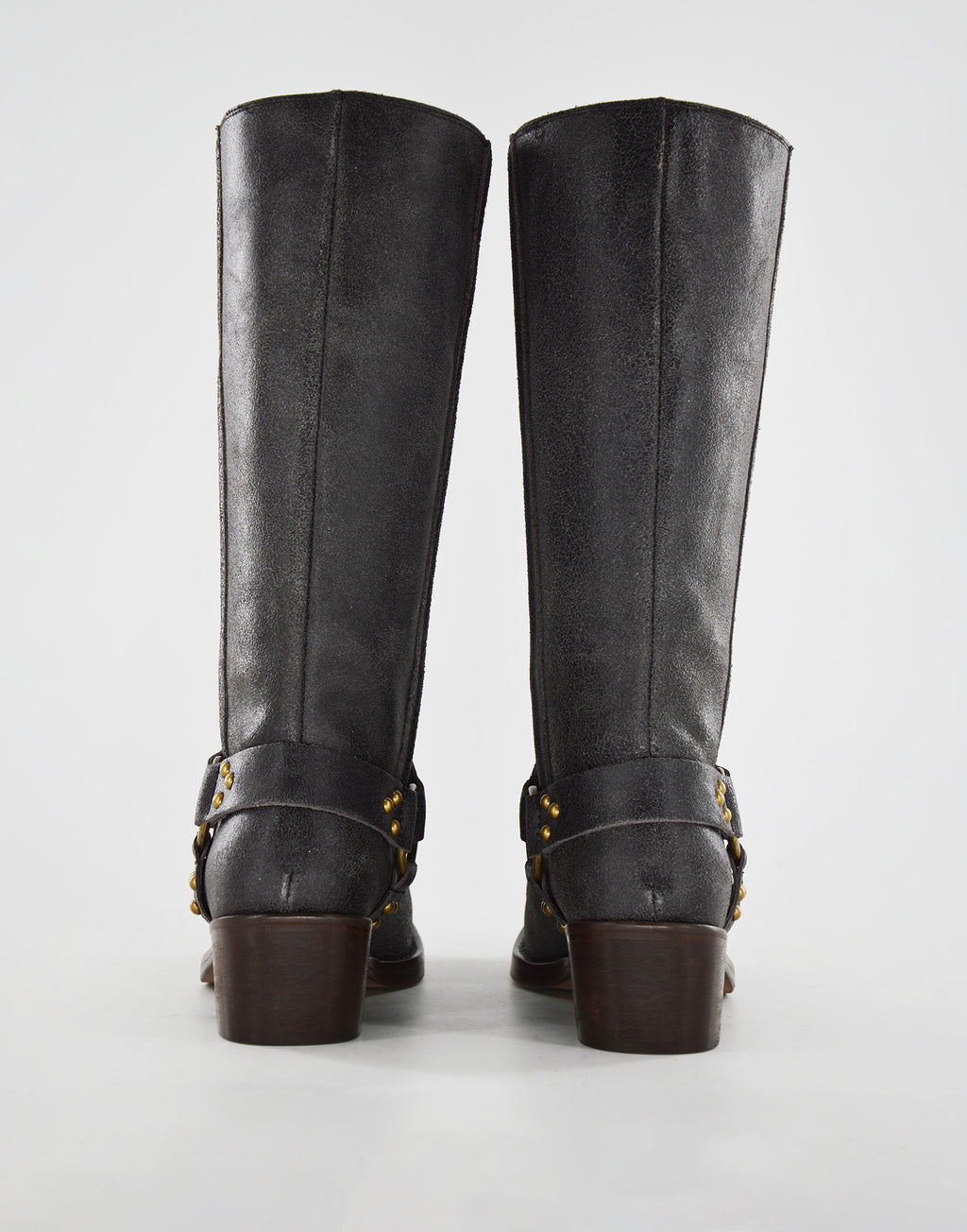 DOUUOD Stivali Biker Katharine in Pelle Graffiata Testa di Moro