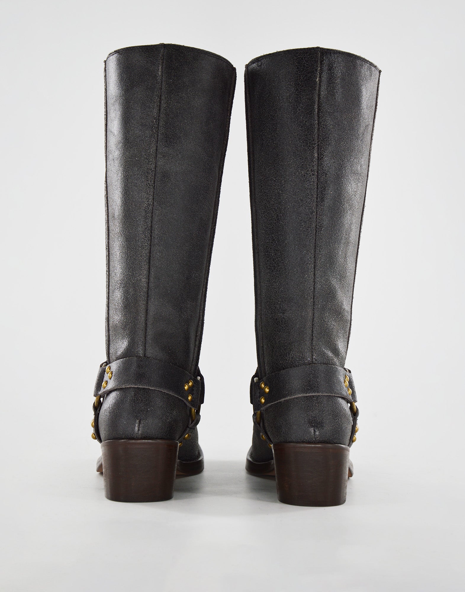 DOUUOD Stivali Biker Katharine in Pelle Graffiata Testa di Moro