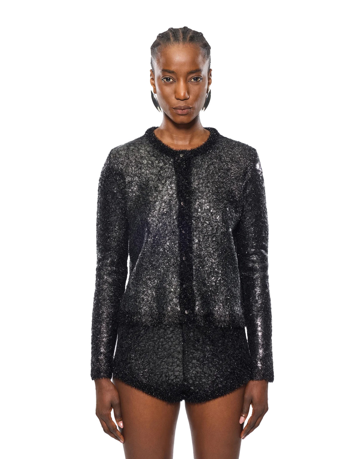 ERIKA CAVALLINI Cardigan Ella in Maglieria Shiny Spalmata