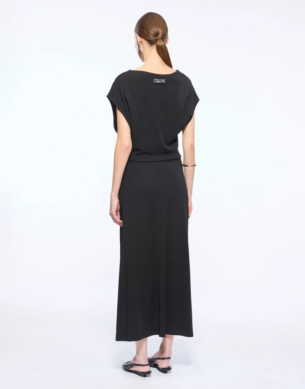 ERIKA CAVALLINI Abito Sven in Jersey con Scollo Asimmetrico Nero