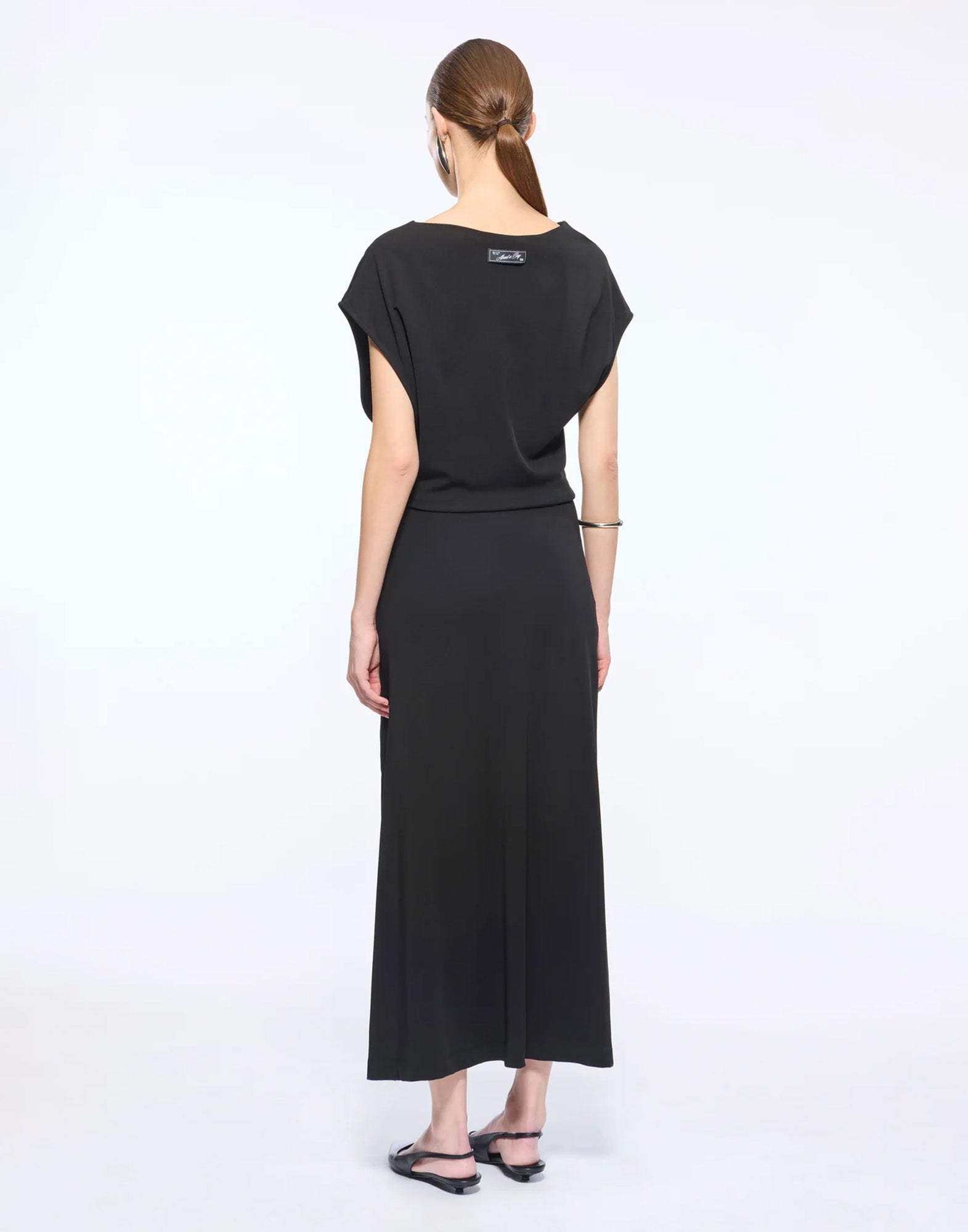 ERIKA CAVALLINI Abito Sven in Jersey con Scollo Asimmetrico Nero