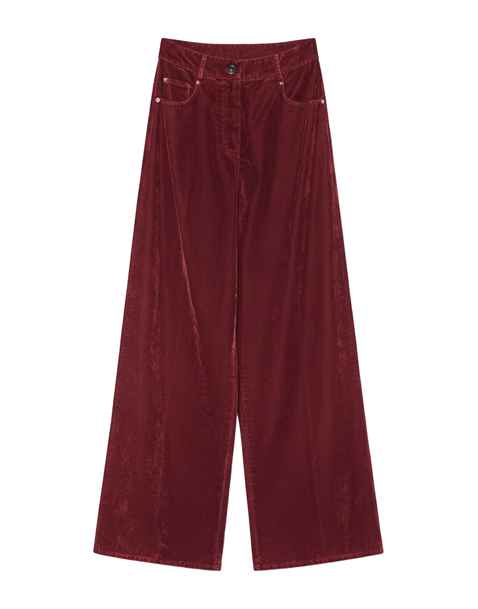 FORTE FORTE Pantalone 5 Tasche in Cotone Floccato Bordeaux