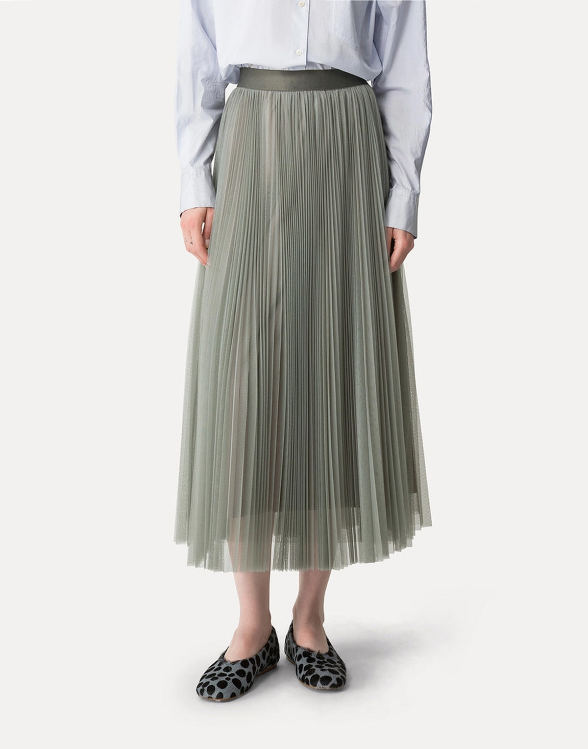 FORTE FORTE Gonna in Tulle con Plissé Soleil Stone