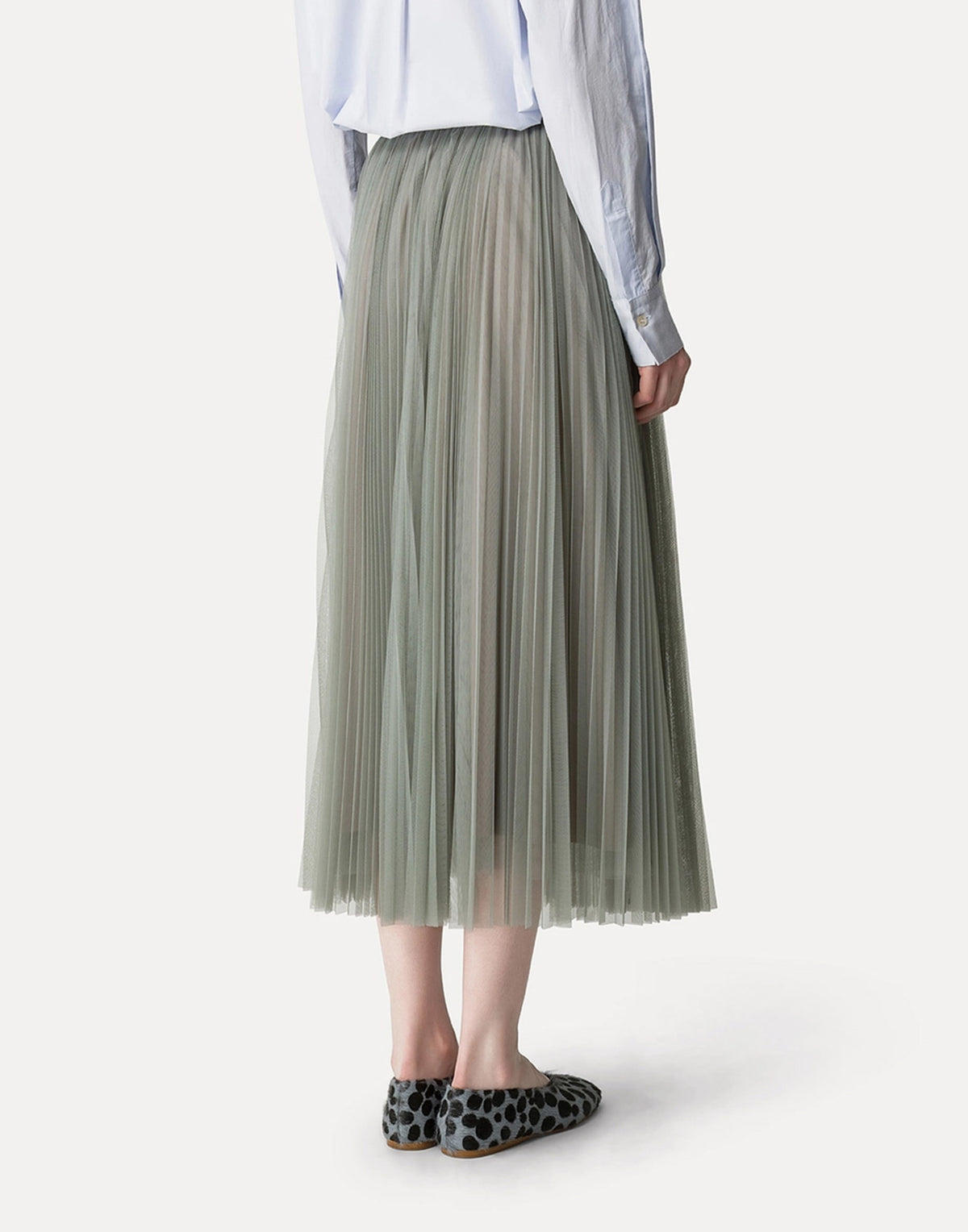 FORTE FORTE Gonna in Tulle con Plissé Soleil Stone