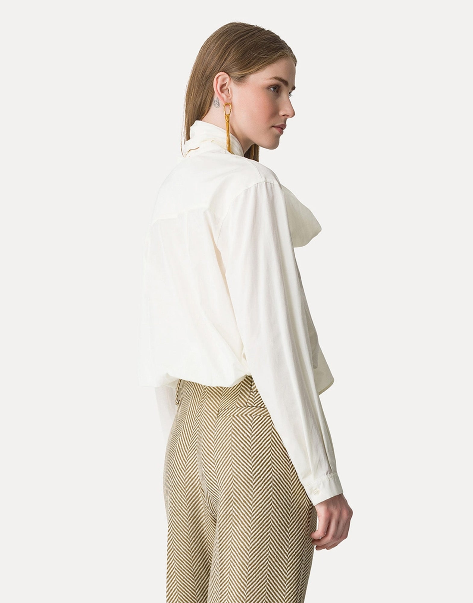 FORTE FORTE Camicia in Taffetà con Fiocco Rimovibile Borotalco