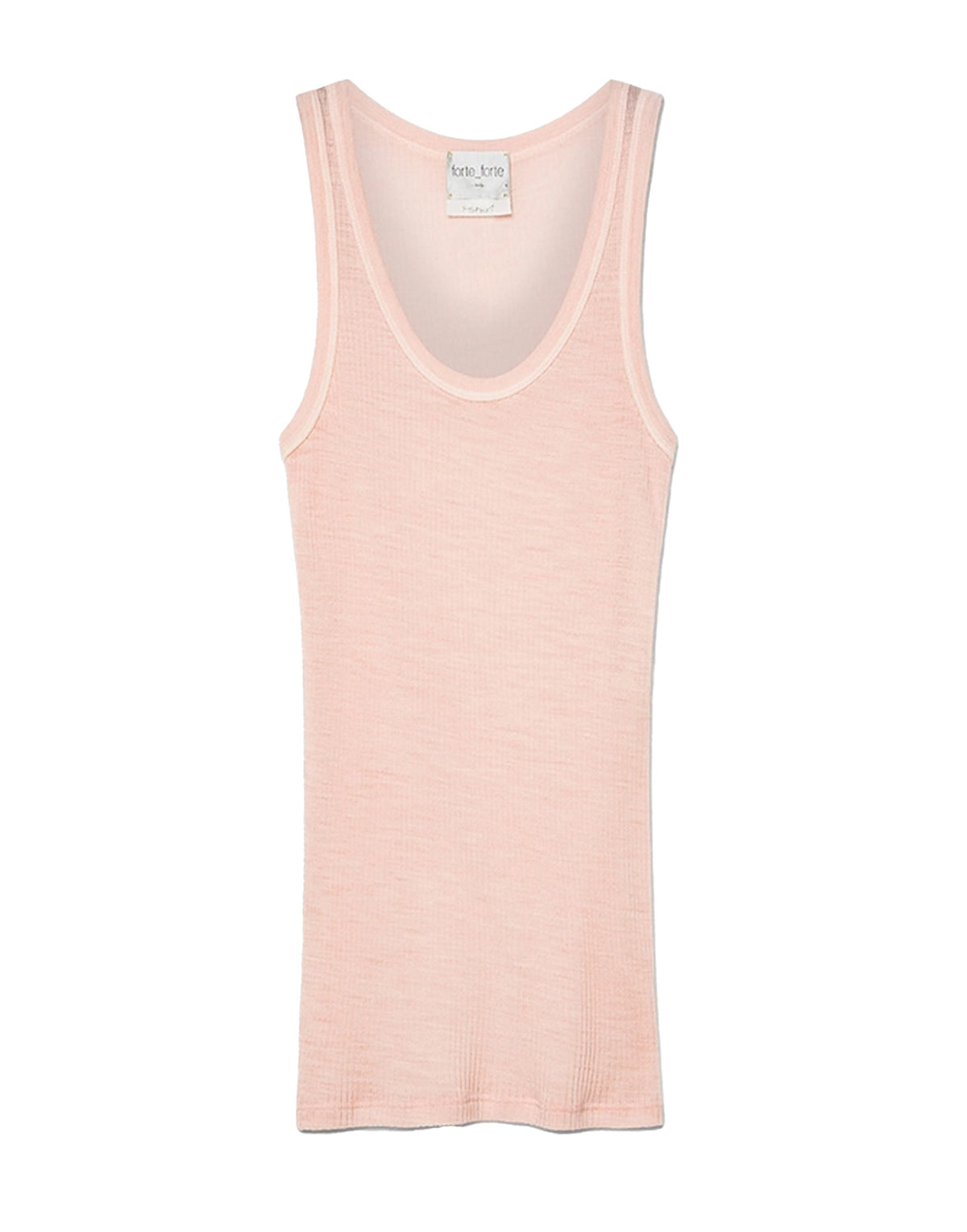 FORTE FORTE Canotta con Scollo all’Americana in Jersey di Lana Peach