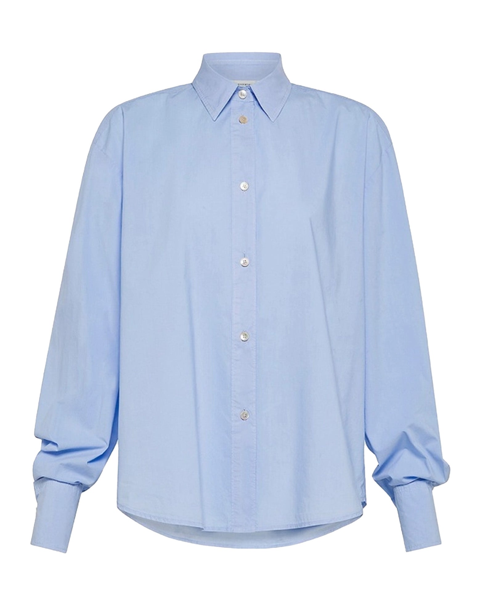 FORTE FORTE Camicia Corta Boxy Fit in Popeline di Cotone Ceruleo