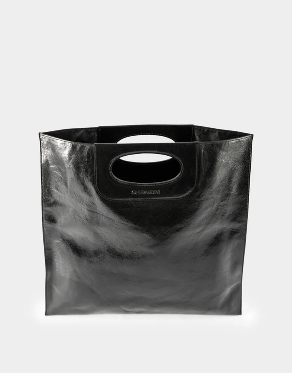 GHERARDINI Borsa Piattina in Pelle Nera