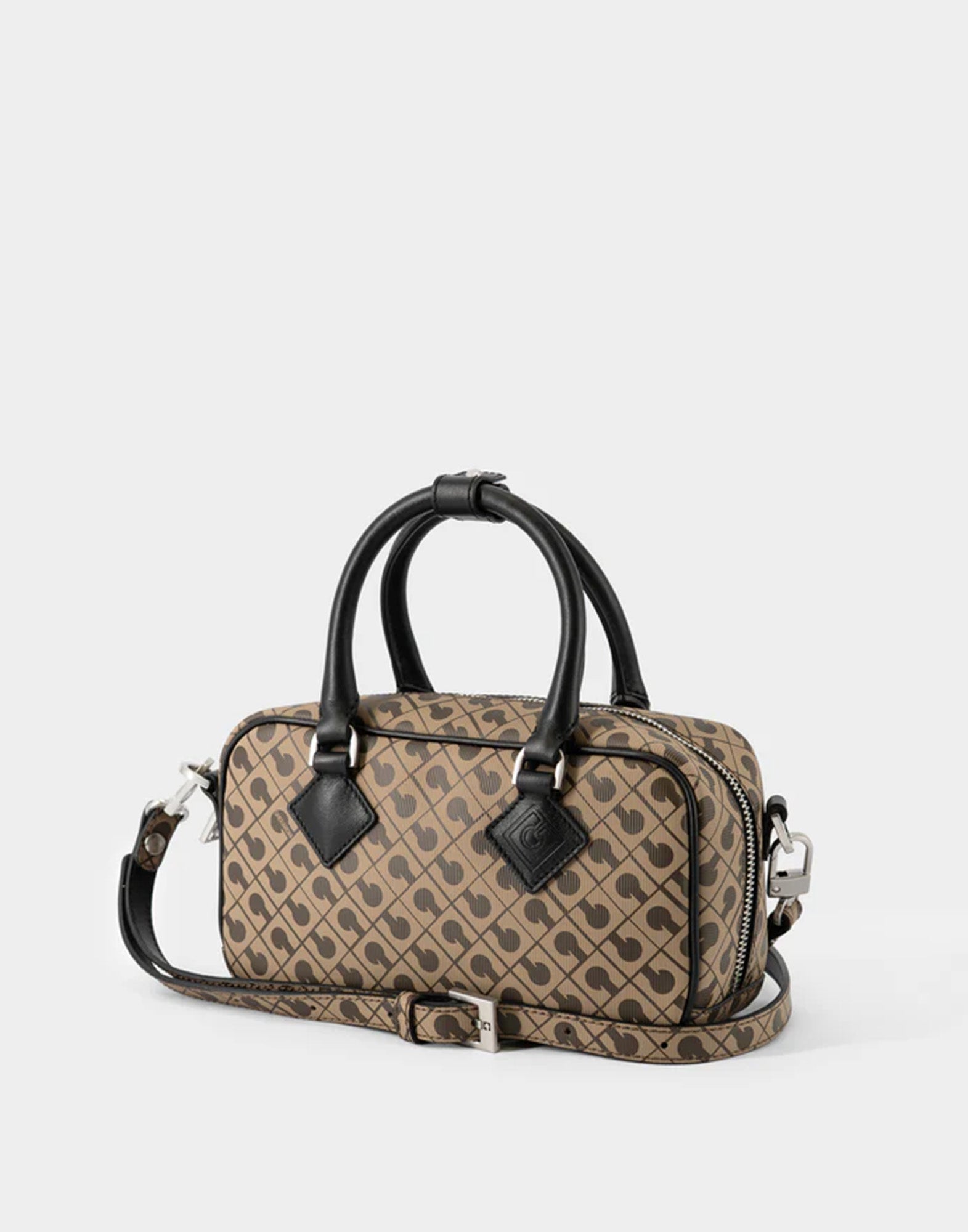 GHERARDINI Top Handle Small in Tessuto Millerighe Moka