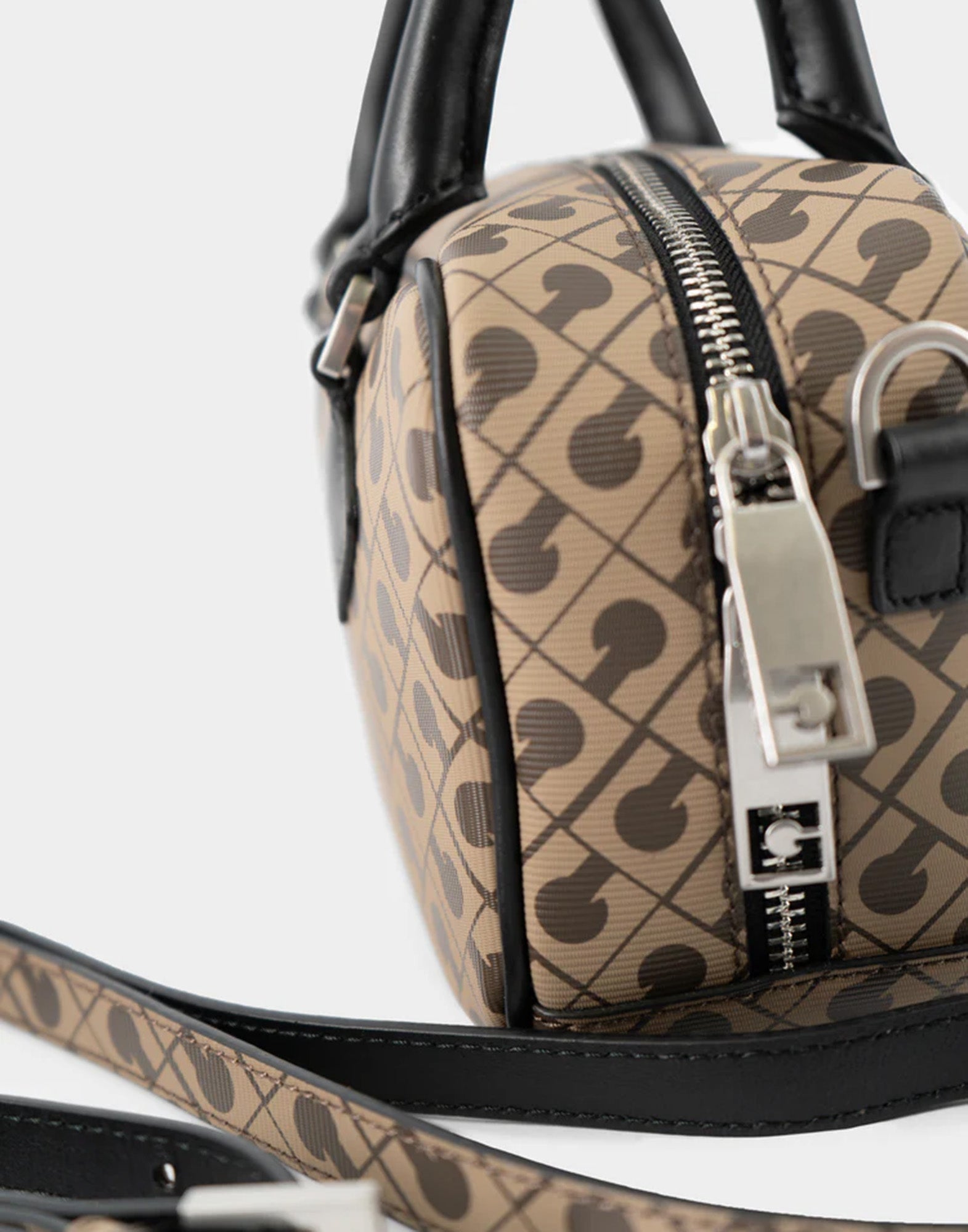 GHERARDINI Top Handle Small in Tessuto Millerighe Moka