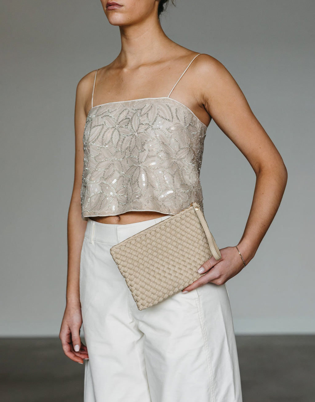 MARREA Clutch in Neoprene Intrecciato No Tan Lines