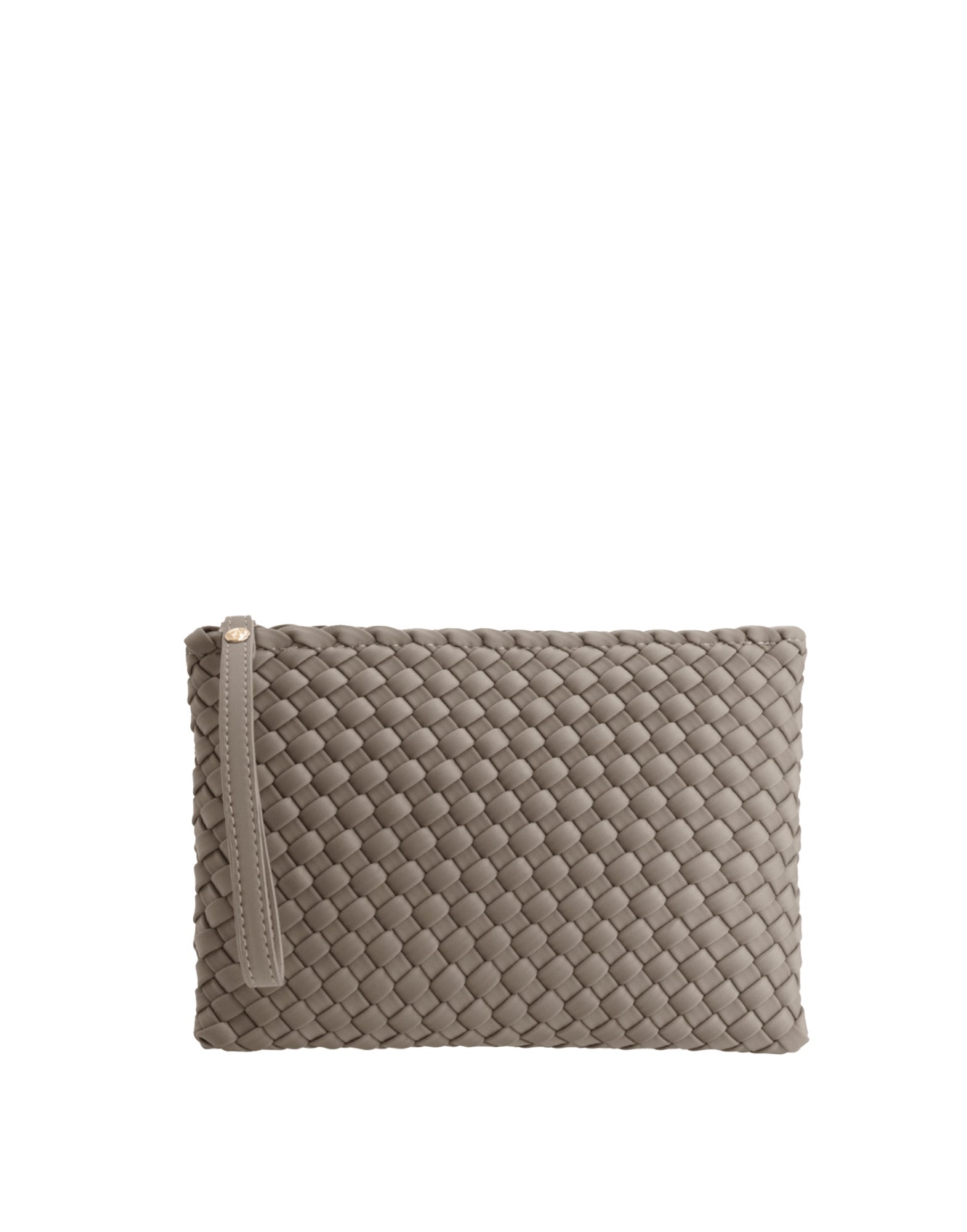 MARREA Clutch in Neoprene Intrecciato Taupe Secret