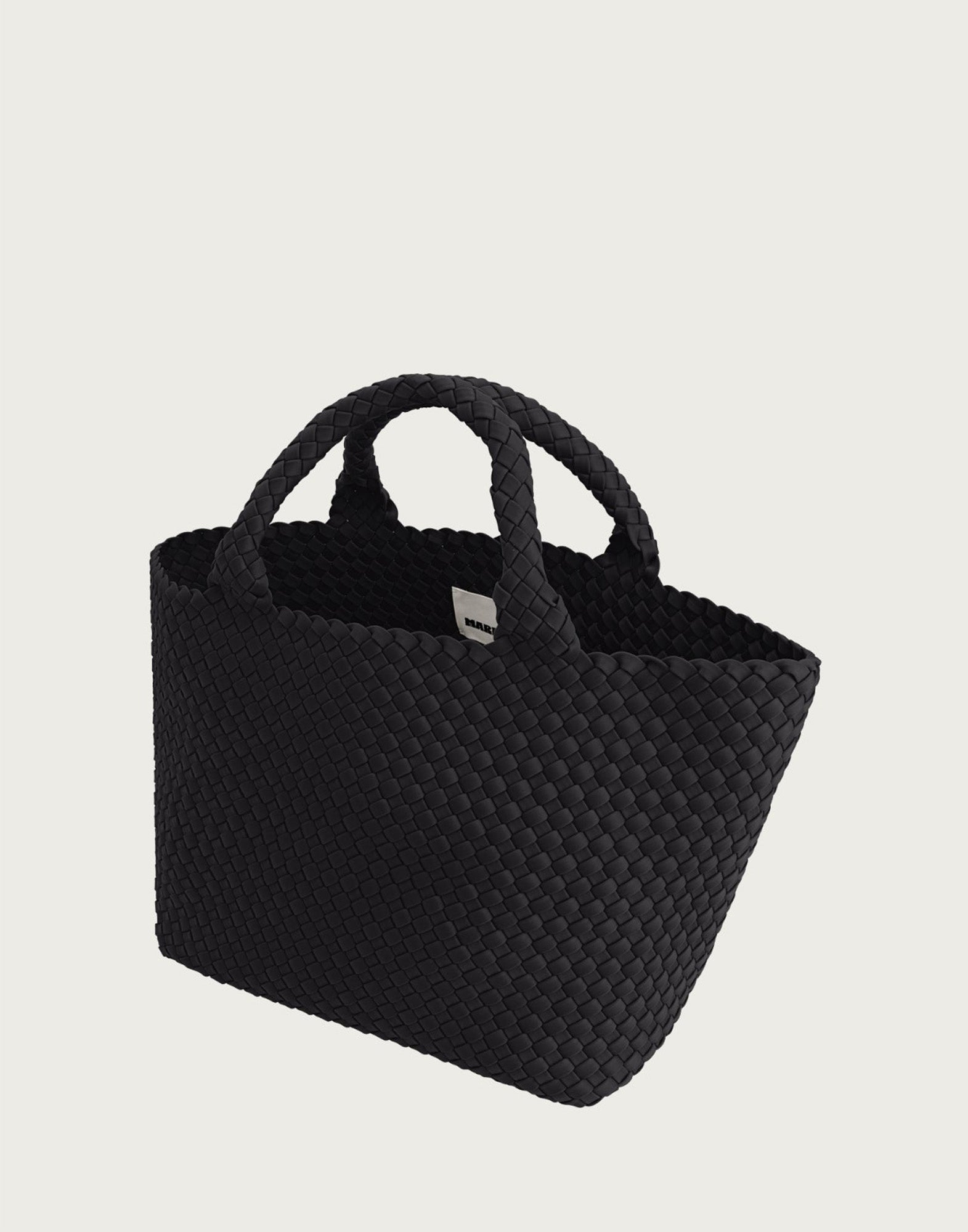 MARREA Shopping Media in Neoprene Intrecciato Di Nero