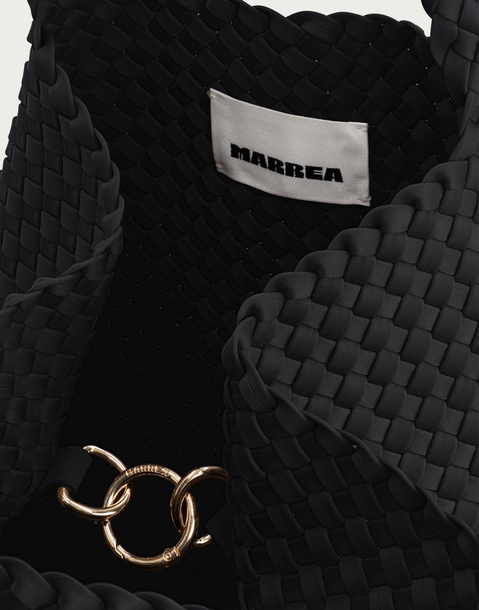 MARREA Shopping Media in Neoprene Intrecciato Di Nero