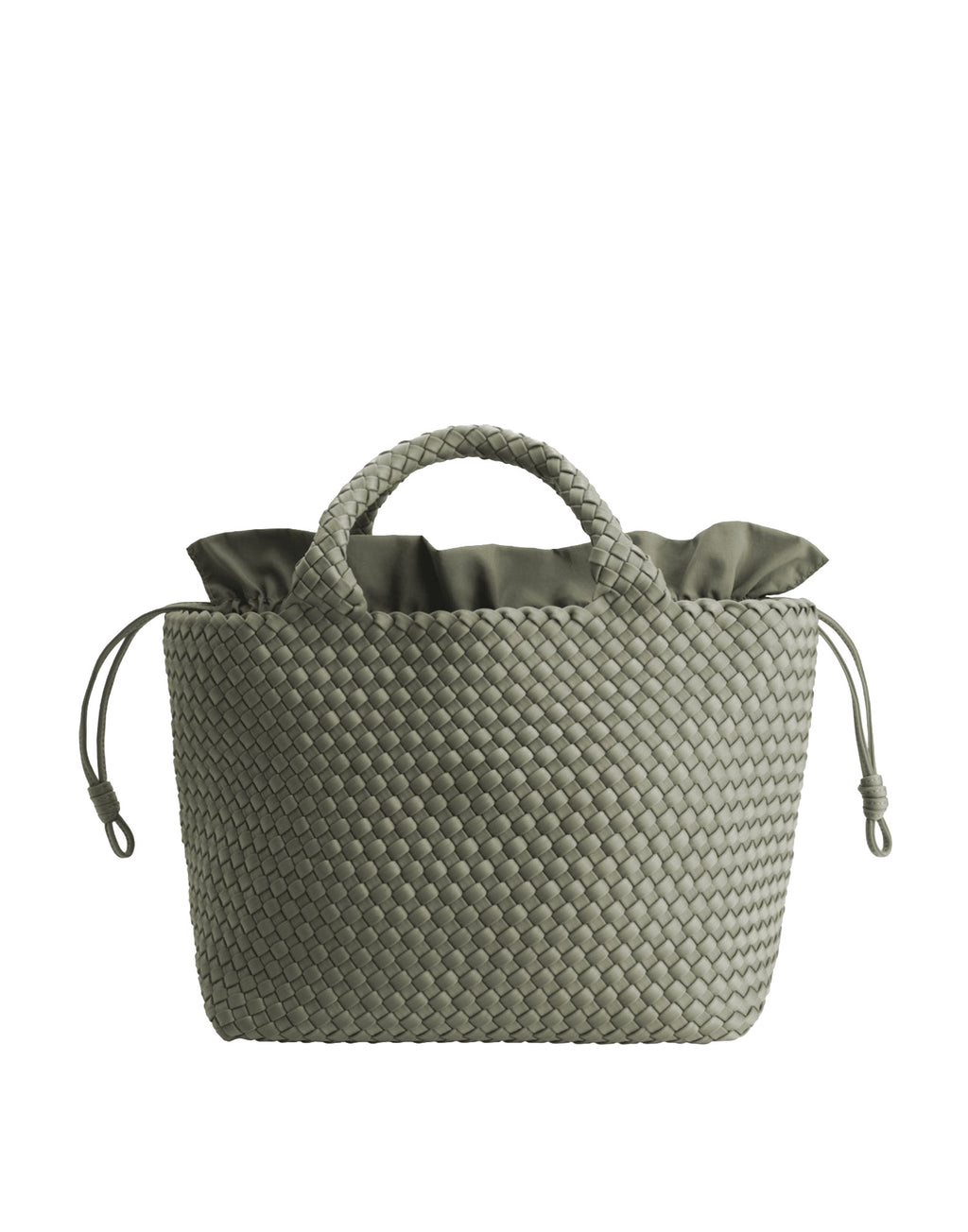 MARREA Shopping Media in Neoprene Intrecciato Dark Oliva