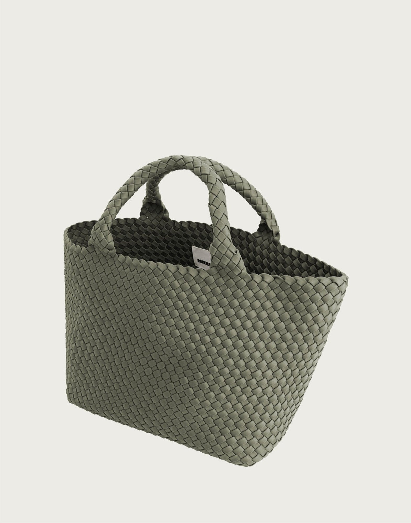 MARREA Shopping Media in Neoprene Intrecciato Dark Oliva