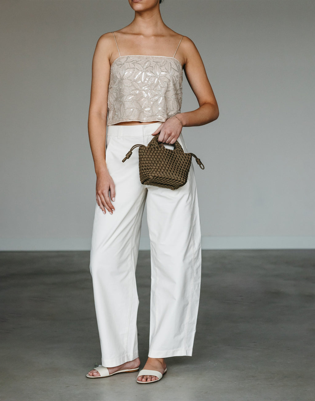 MARREA Mini Bag in Neoprene Intrecciato Coco Fresco