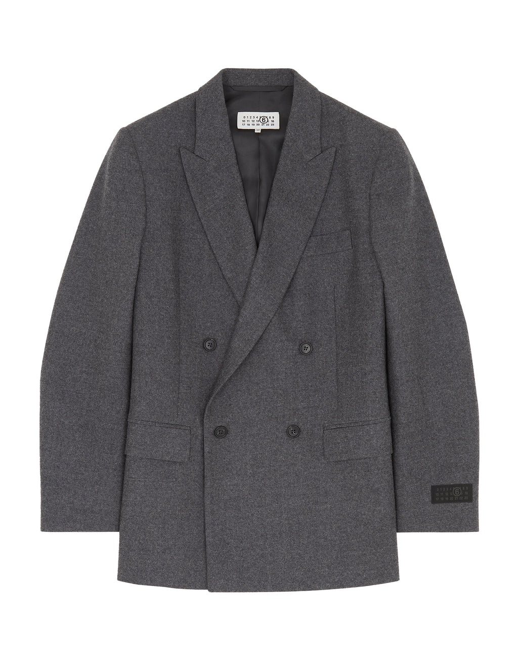MM6 MAISON MARGIELA Giacca Doppiopetto in Lana Vergine Oversize Grigia