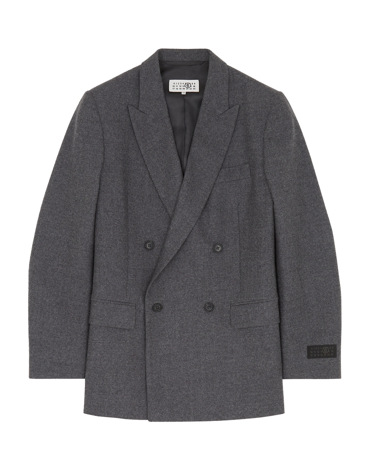 MM6 MAISON MARGIELA Giacca Doppiopetto in Lana Vergine Oversize Grigia