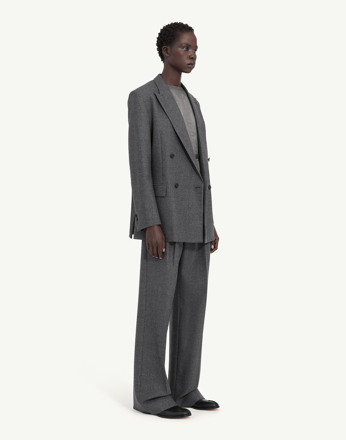 MM6 MAISON MARGIELA Giacca Doppiopetto in Lana Vergine Oversize Grigia