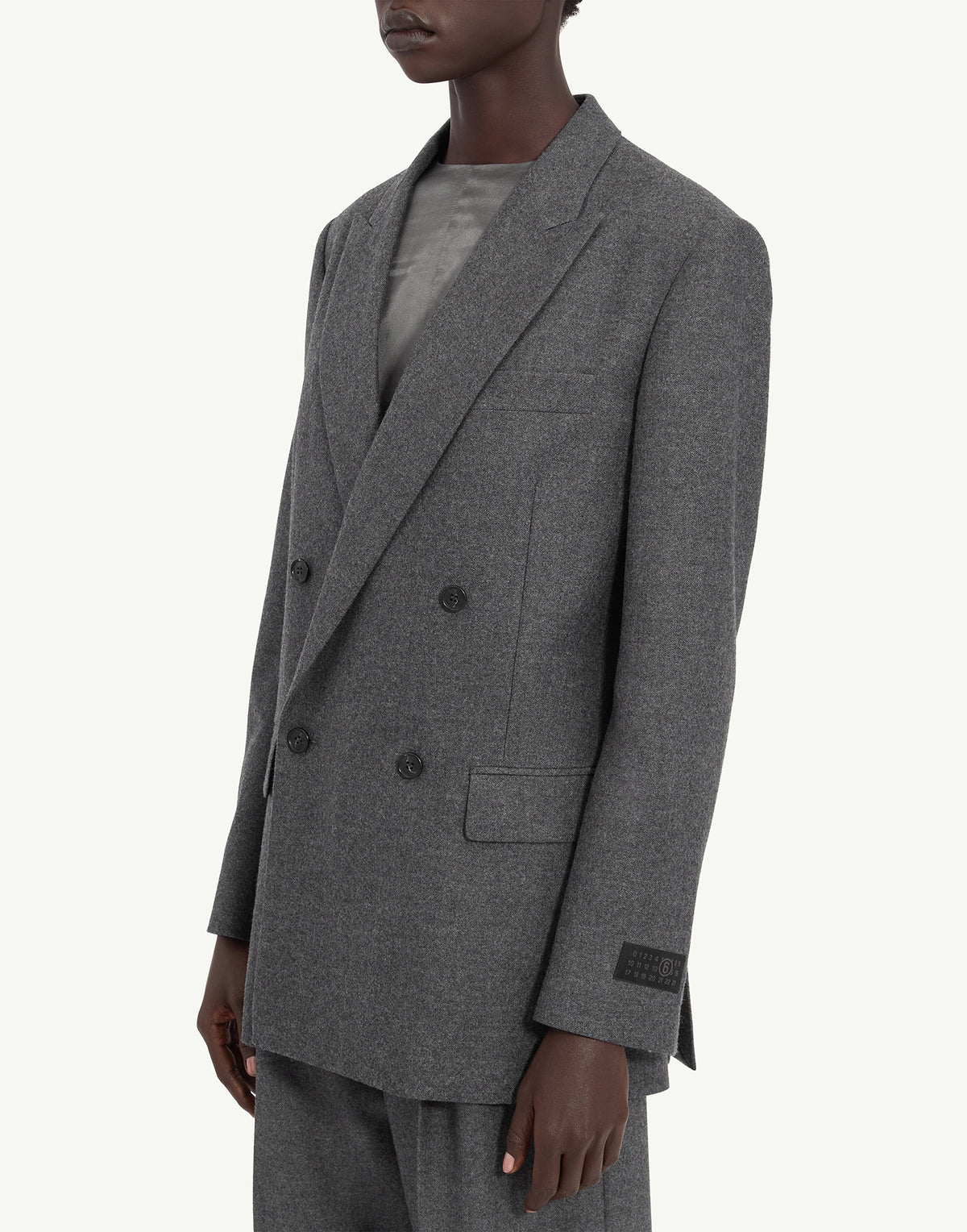 MM6 MAISON MARGIELA Giacca Doppiopetto in Lana Vergine Oversize Grigia