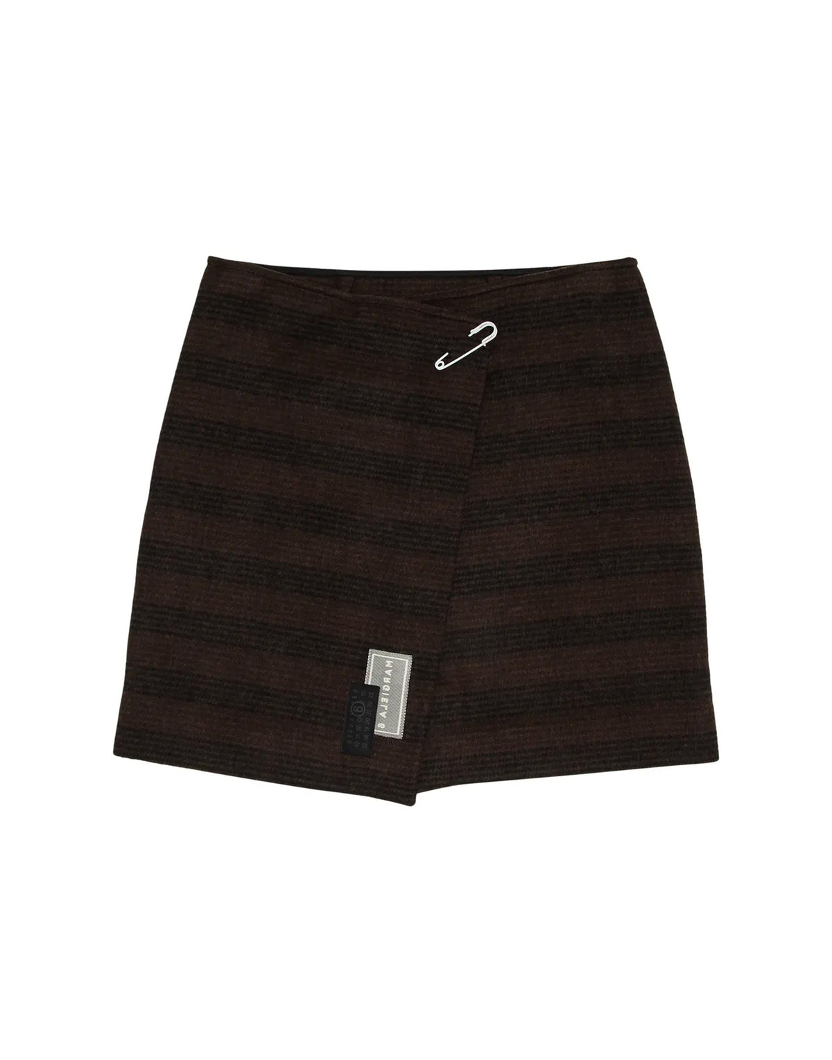 MM6 MAISON MARGIELA Gonna Corta in Lana Check Marrone/Nero