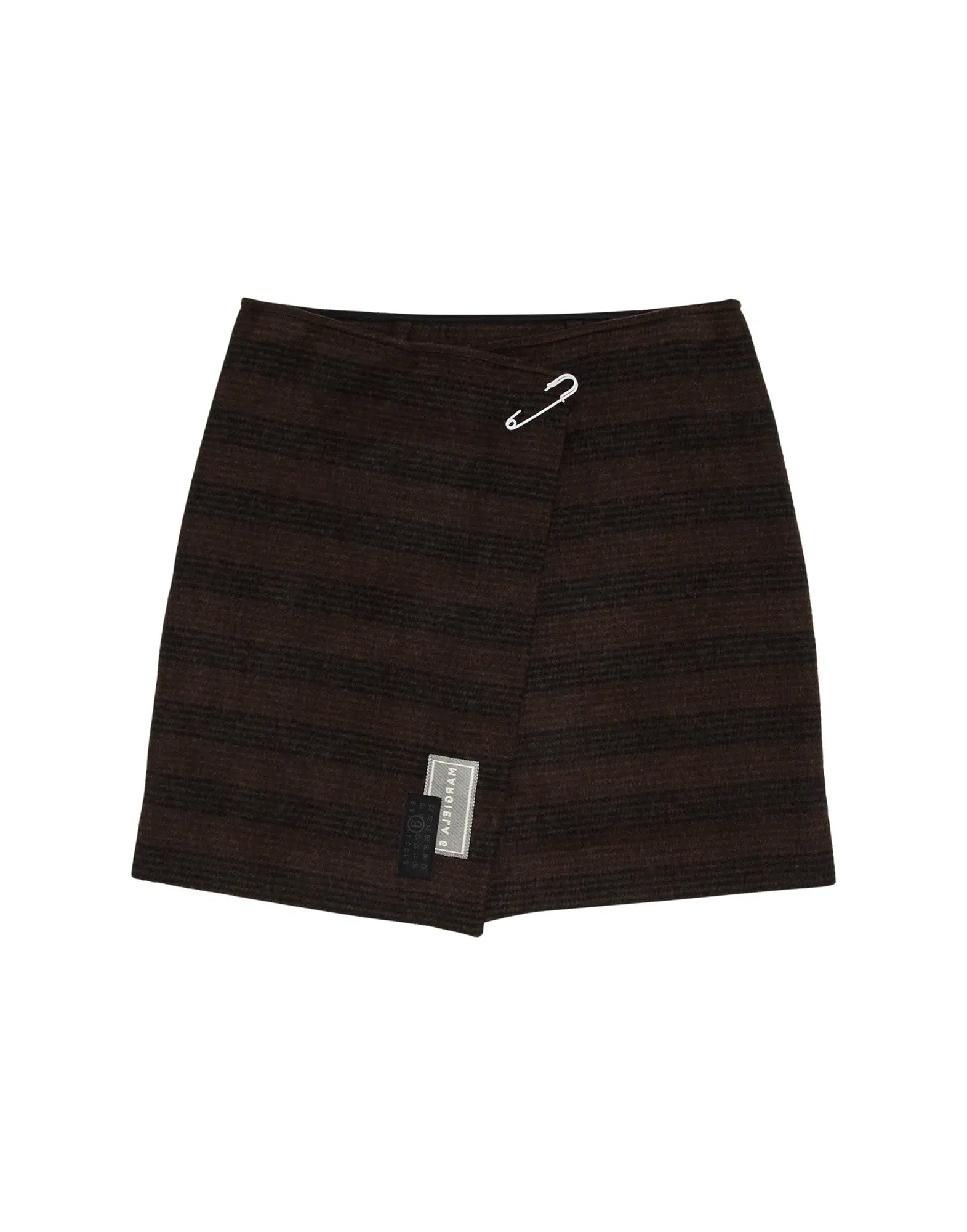MM6 MAISON MARGIELA Gonna Corta in Lana Check Marrone/Nero