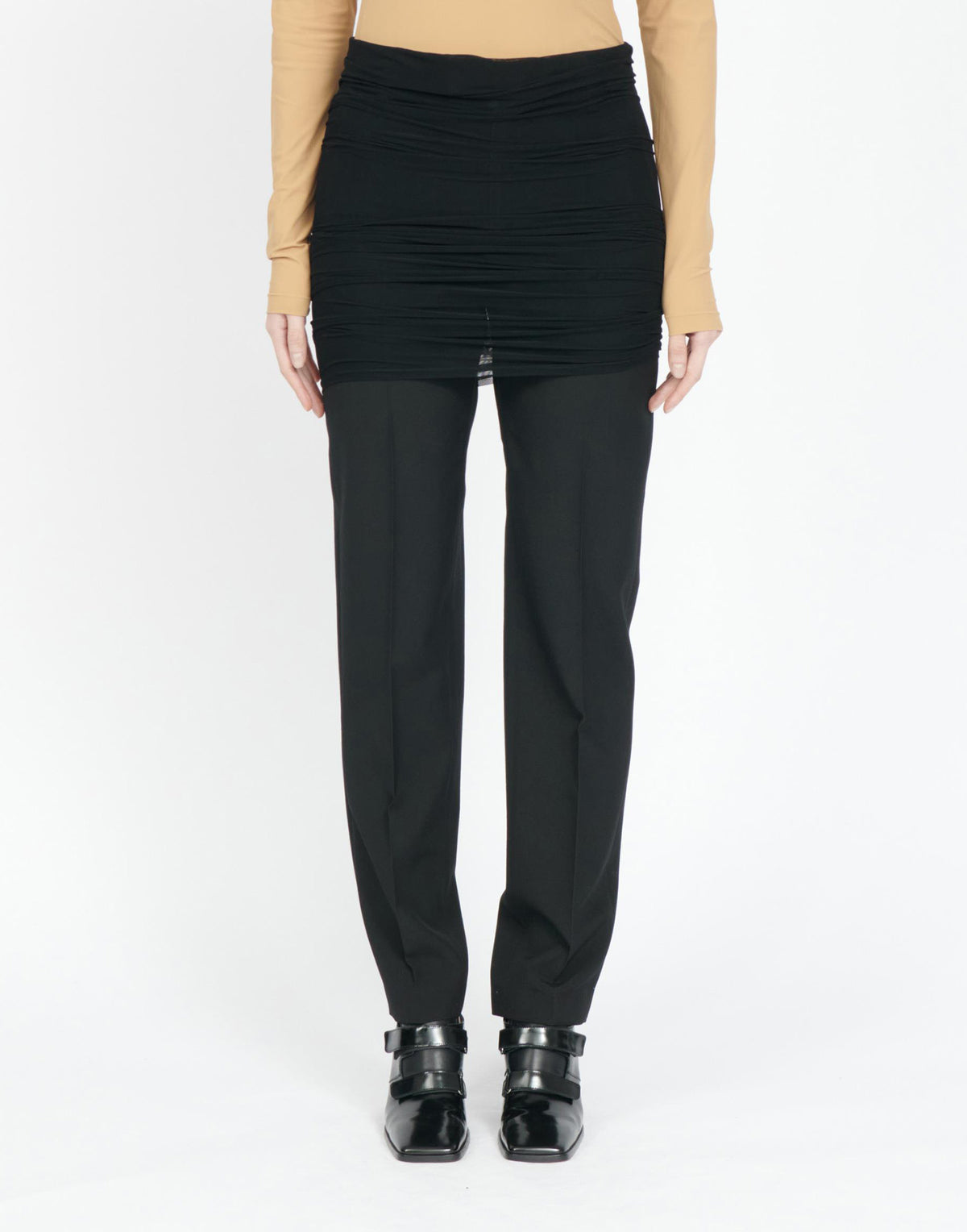 MM6 MAISON MARGIELA Pantaloni in Light Wool Blend con Gonna in Tulle Regolabile