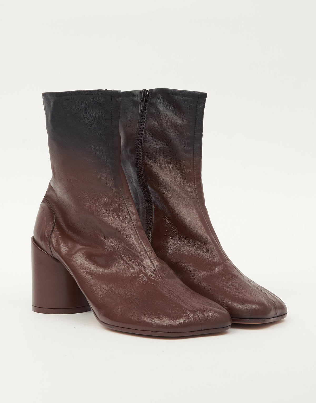 MM6 MAISON MARGIELA Bottines Anatomiques en cuir nappa ganté Noir/Sable
