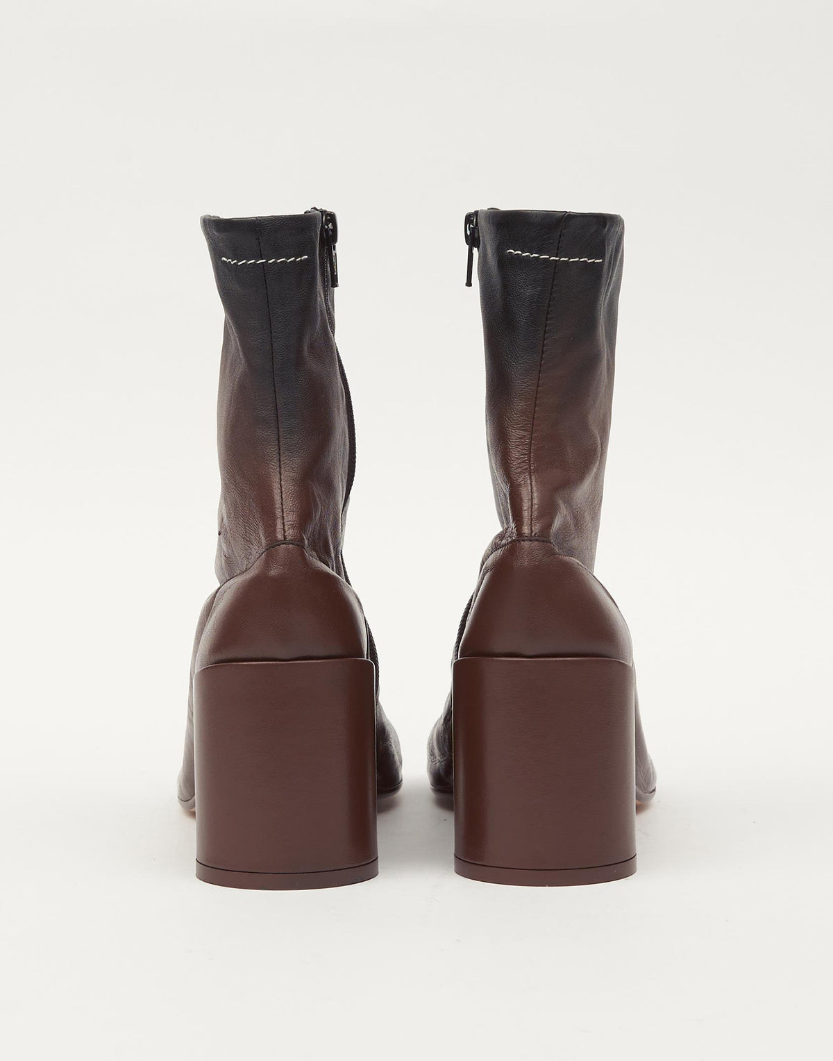 MM6 MAISON MARGIELA Bottines Anatomiques en cuir nappa ganté Noir/Sable