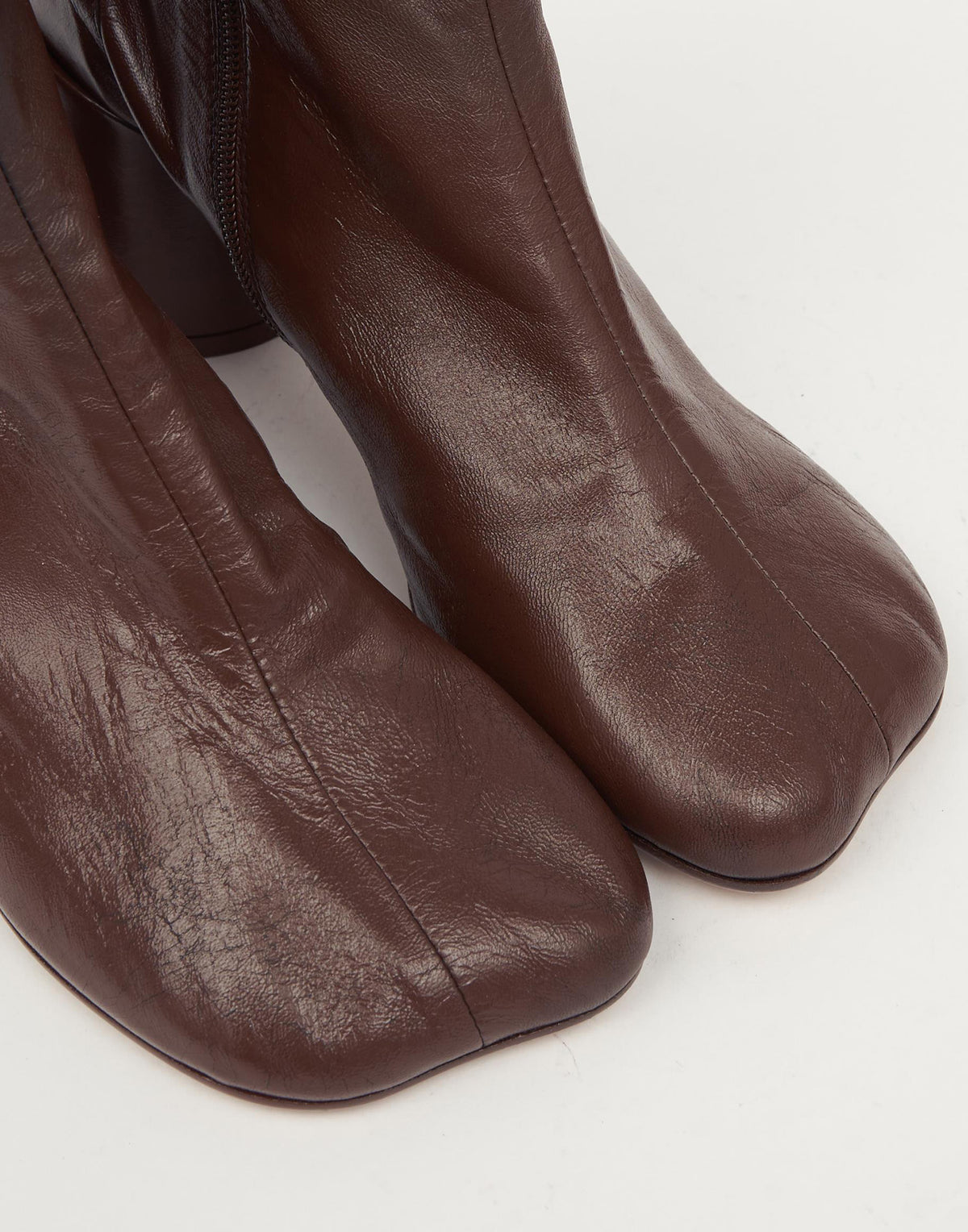 MM6 MAISON MARGIELA Bottines Anatomiques en cuir nappa ganté Noir/Sable