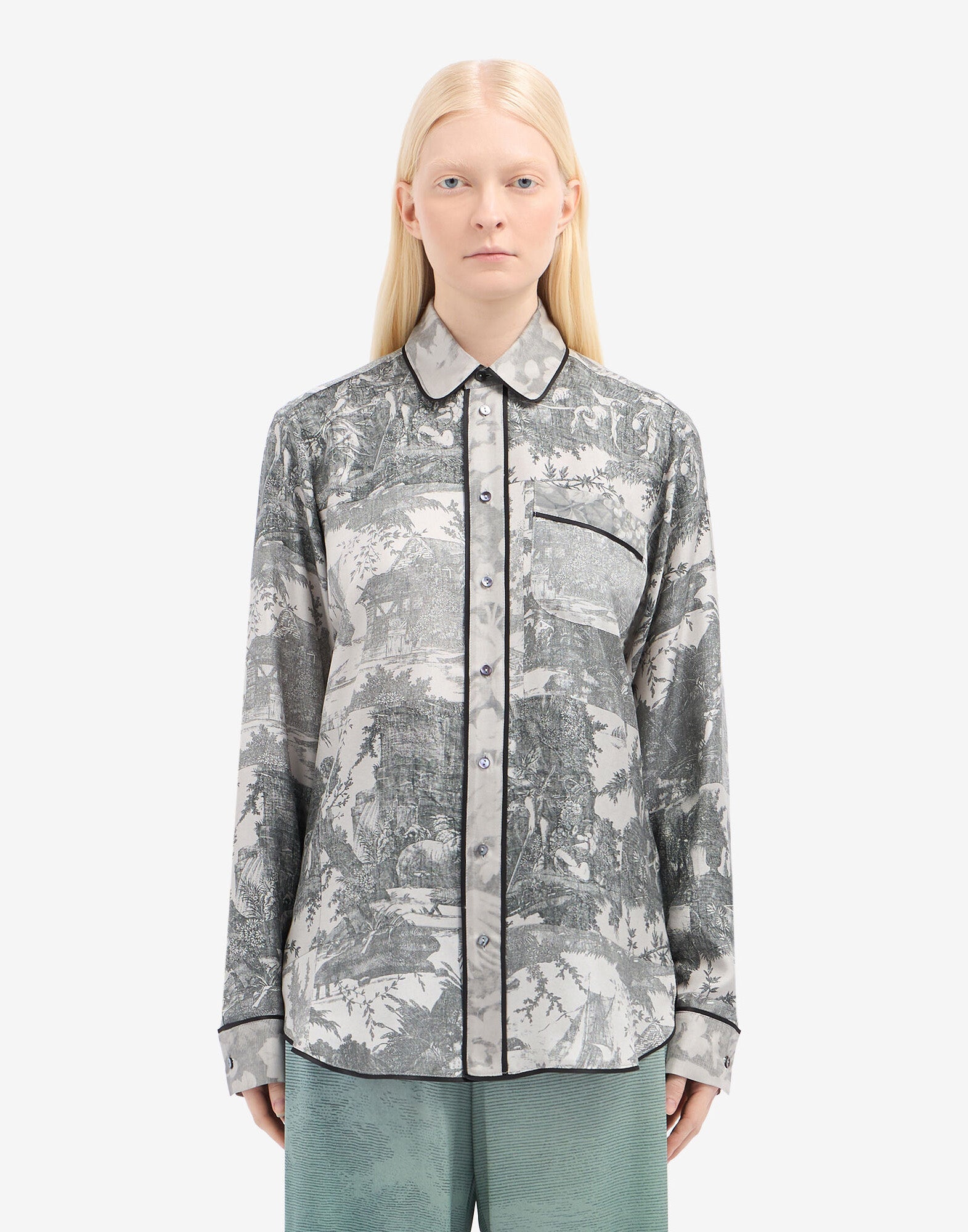 PIERRE-LOUIS MASCIA Camicia ALOEGUM in Seta con Stampa Jacquard