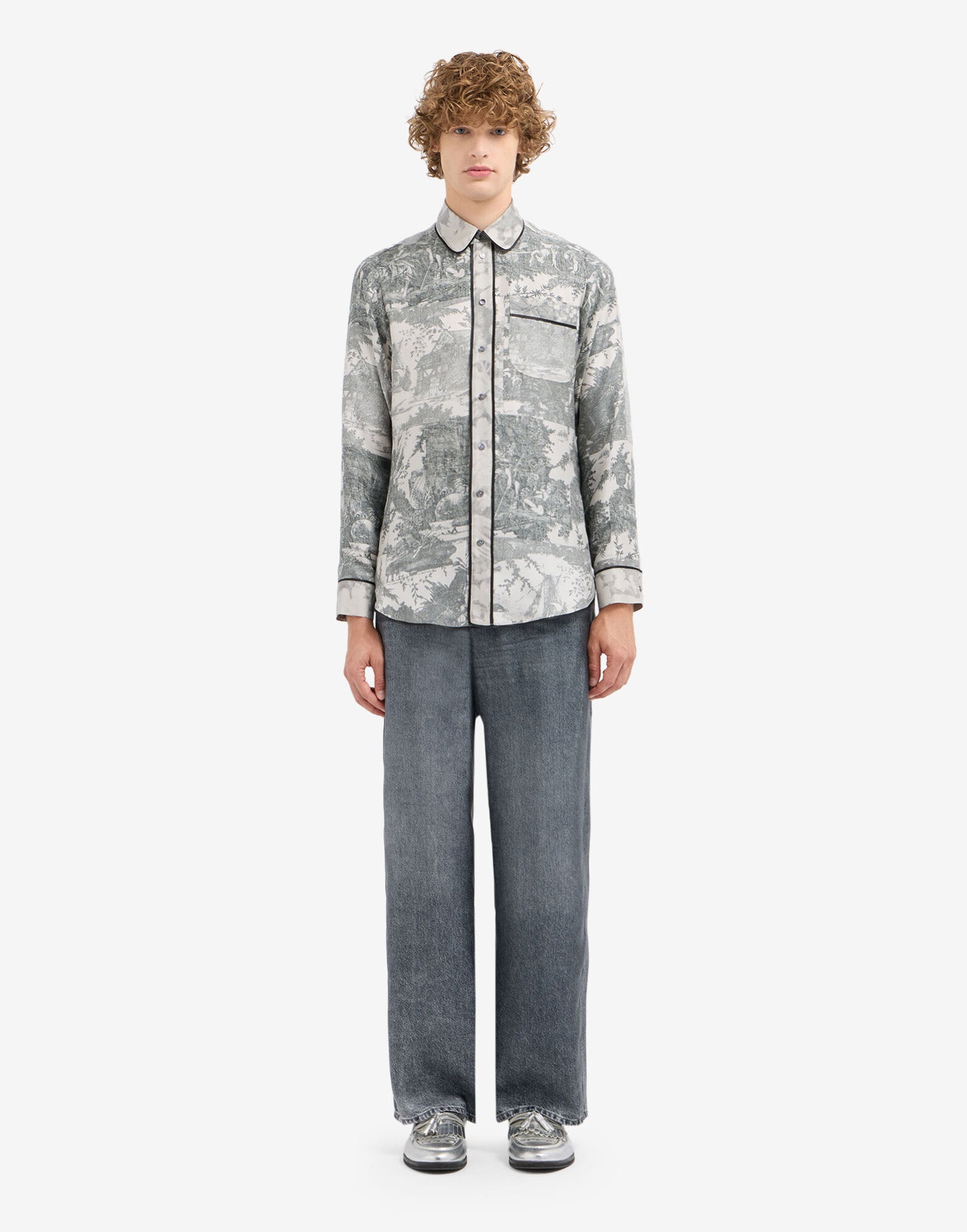 PIERRE-LOUIS MASCIA Camicia ALOEGUM in Seta con Stampa Jacquard